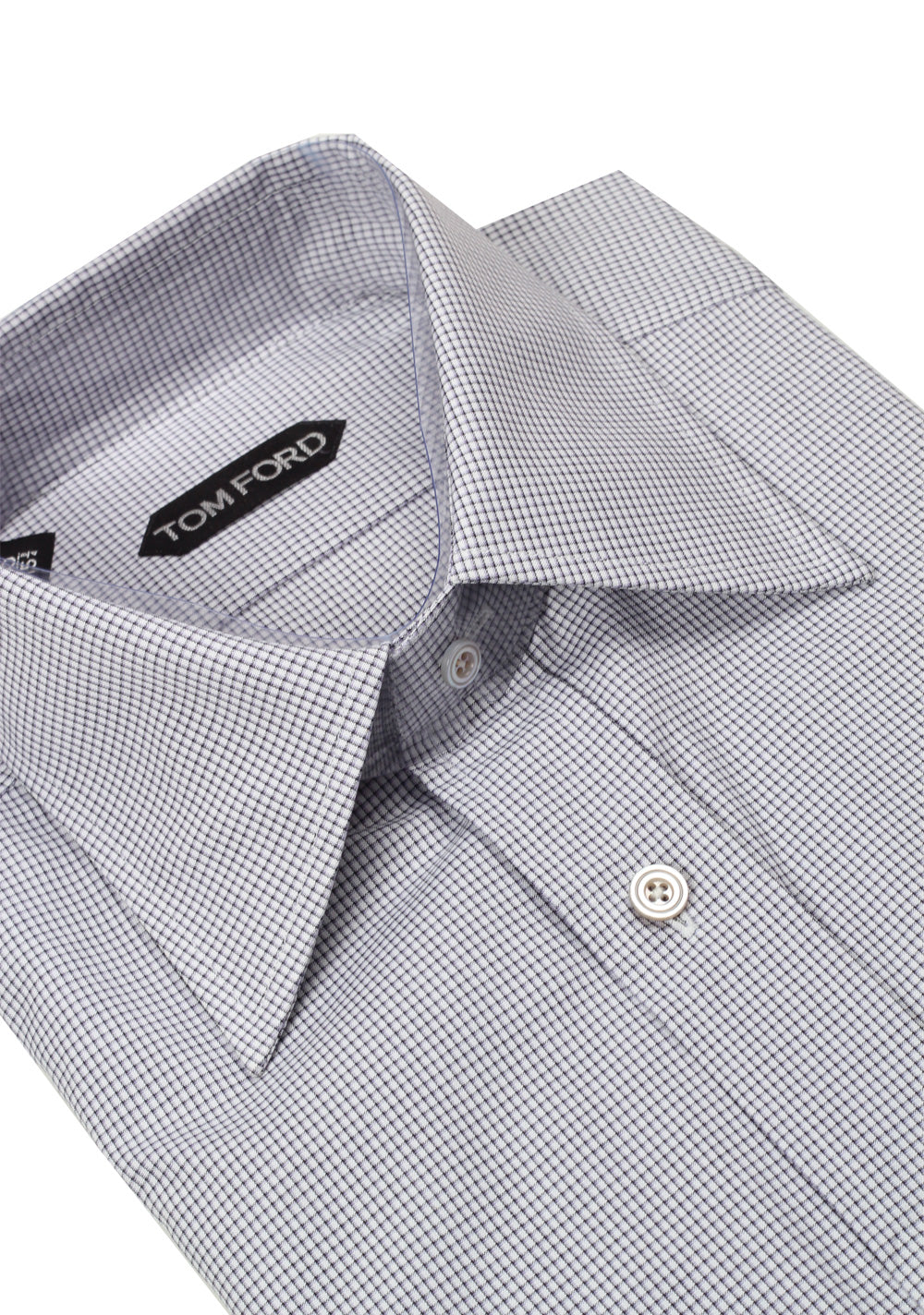 TOM FORD Checked White Blue Dress Shirt Size 40 / 15,75 U.S.