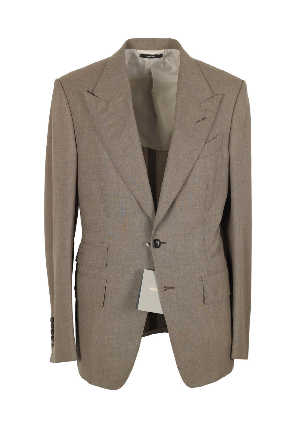TOM FORD Shelton Brownish Gray Checked Suit Size 46 / 36R U.S.