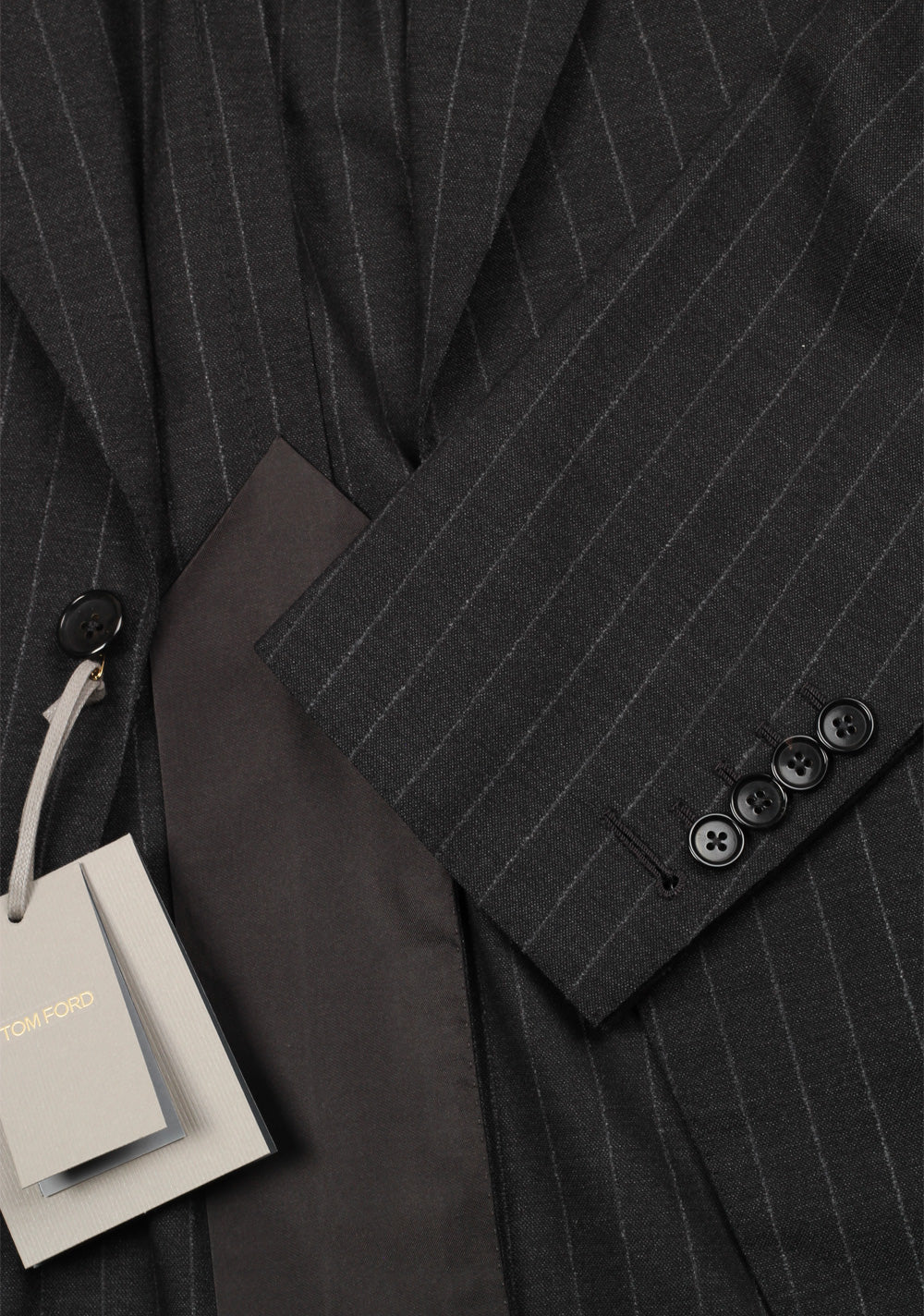 TOM FORD Shelton Charcoal Striped Suit Size 46 / 36R U.S. In Wool