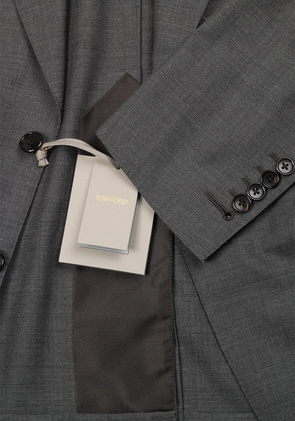 TOM FORD Shelton Gray Checked Suit Size 46 / 36R U.S. In Wool