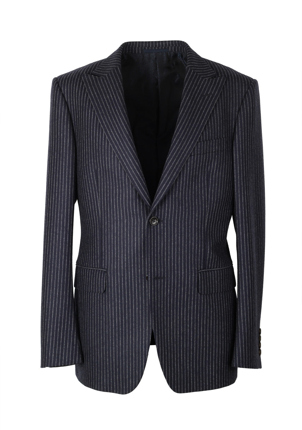 Gucci Navy Flannel Striped Suit Size 48 / 38R U.S. In Wool