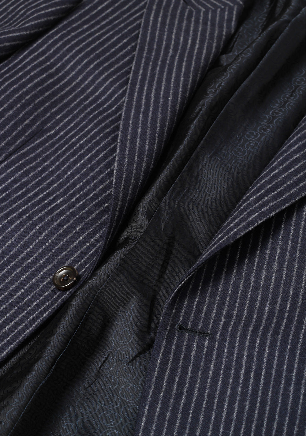 Gucci Navy Flannel Striped Suit Size 48 / 38R U.S. In Wool