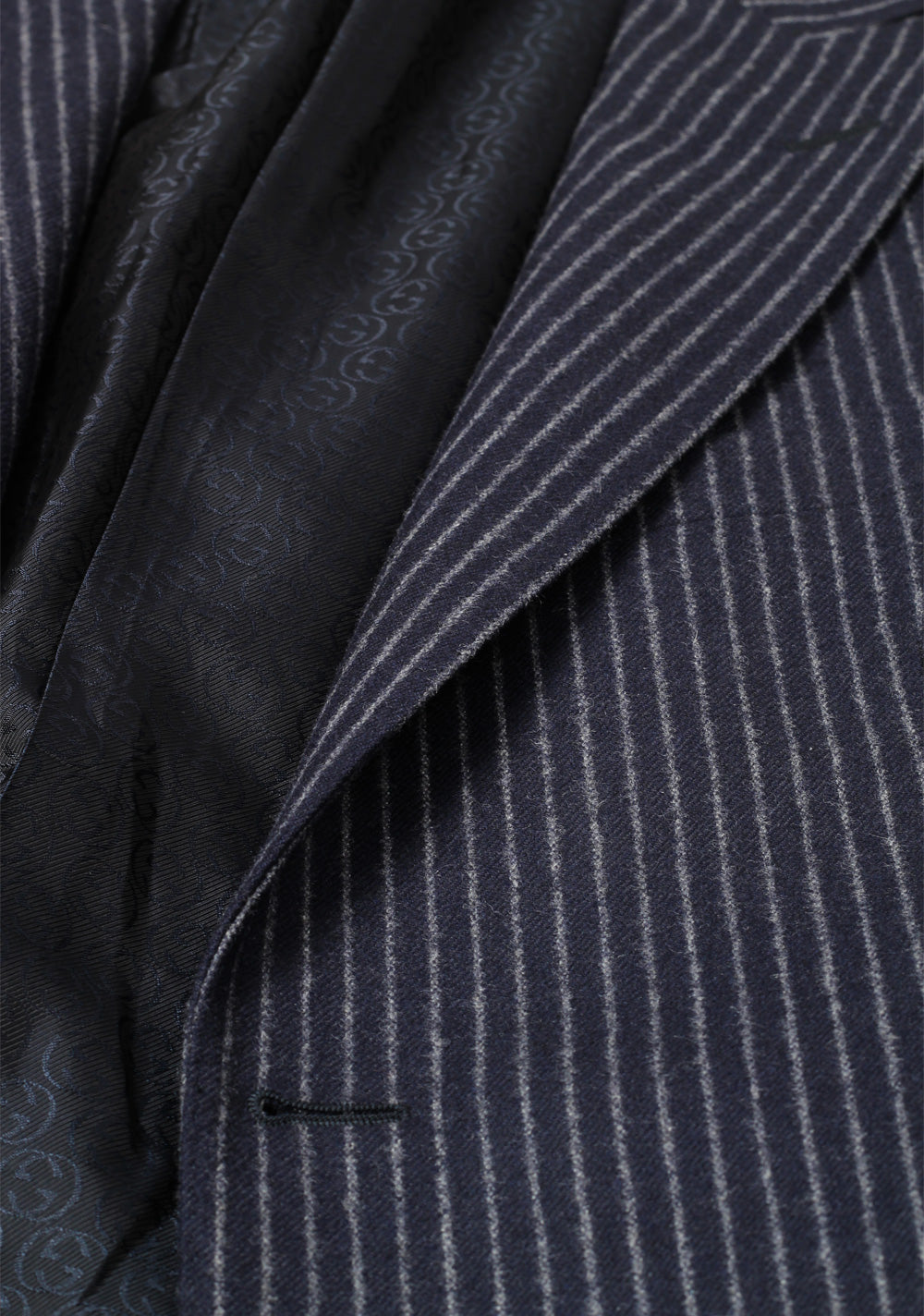 Gucci Navy Flannel Striped Suit Size 48 / 38R U.S. In Wool