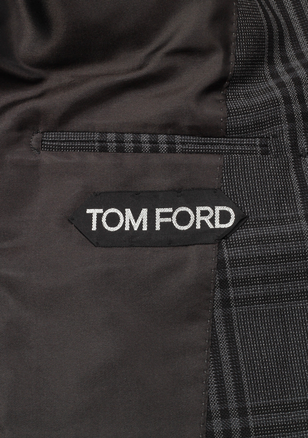 TOM FORD Shelton Gray Checked Suit Size 46 / 36R U.S. In Mohair Wool