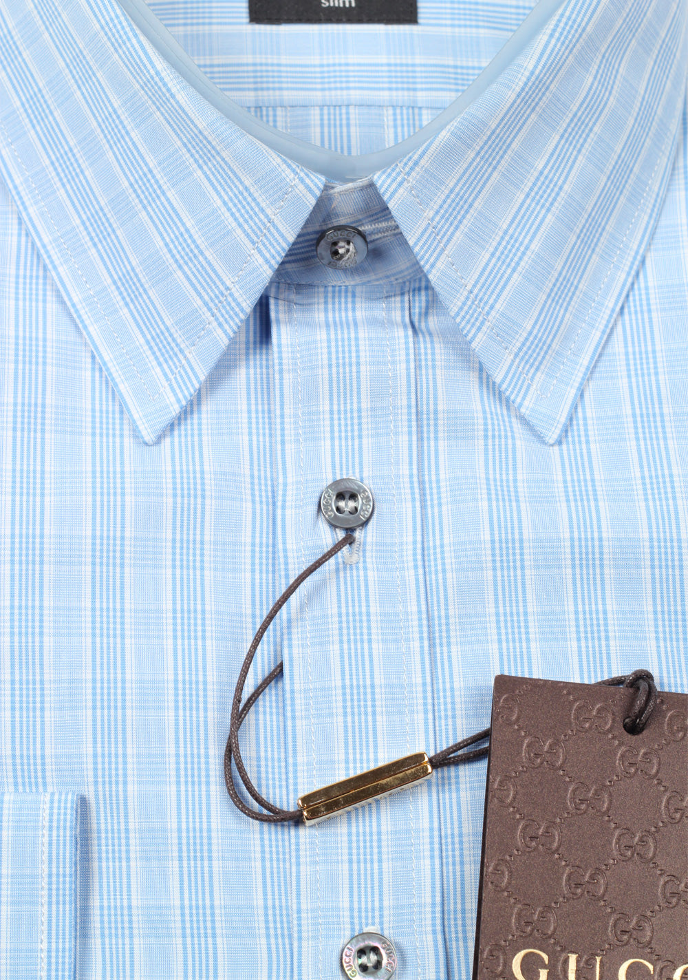 Gucci Checked Blue Dress Shirt Size 39 / 15,5 U.S. Slim