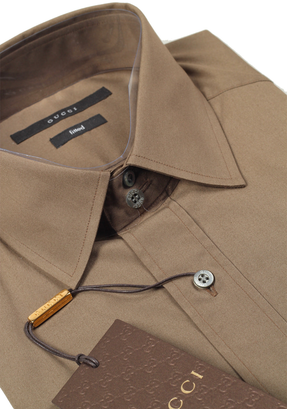 Gucci Solid Greenish Brown Shirt Size 39 / 15,5 U.S. Fitted