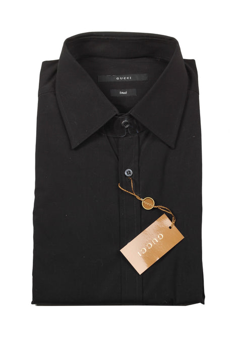 Gucci Solid Black Dress Shirt Size 42 / 16,5 U.S. Fitted – Costume Limité