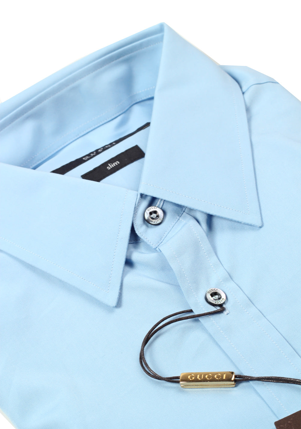 Gucci Solid Blue Dress Shirt Size 39 / 15,5 U.S. Slim