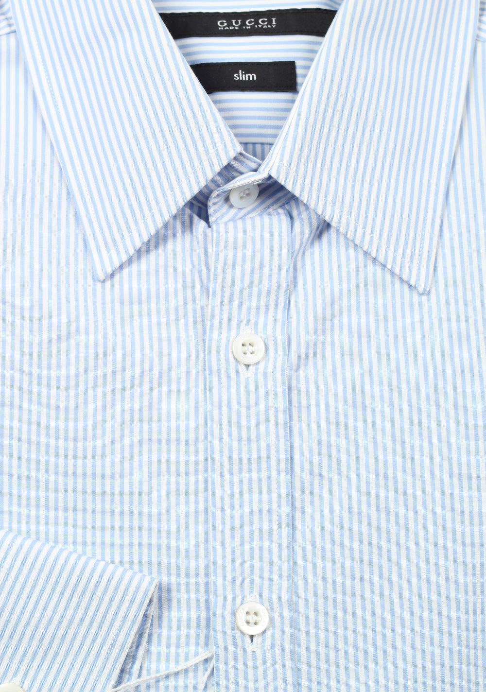 Gucci Striped Blue White Dress Shirt Size 39 / 15,5 U.S. Slim
