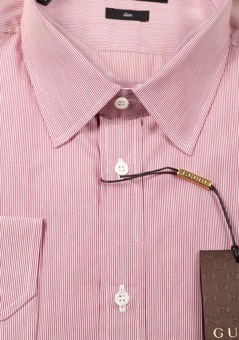 Gucci Striped Red White Dress Shirt Size 42 / 16,5 U.S. Slim