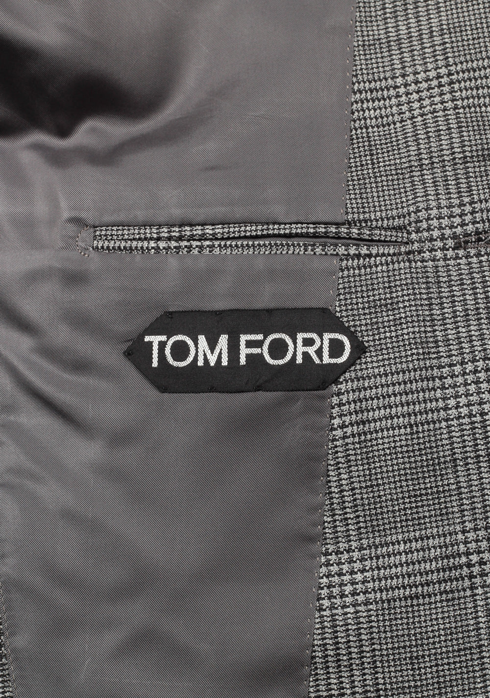 TOM FORD Shelton Gray Checked Suit Size 46 / 36R U.S. In Wool Silk Linen