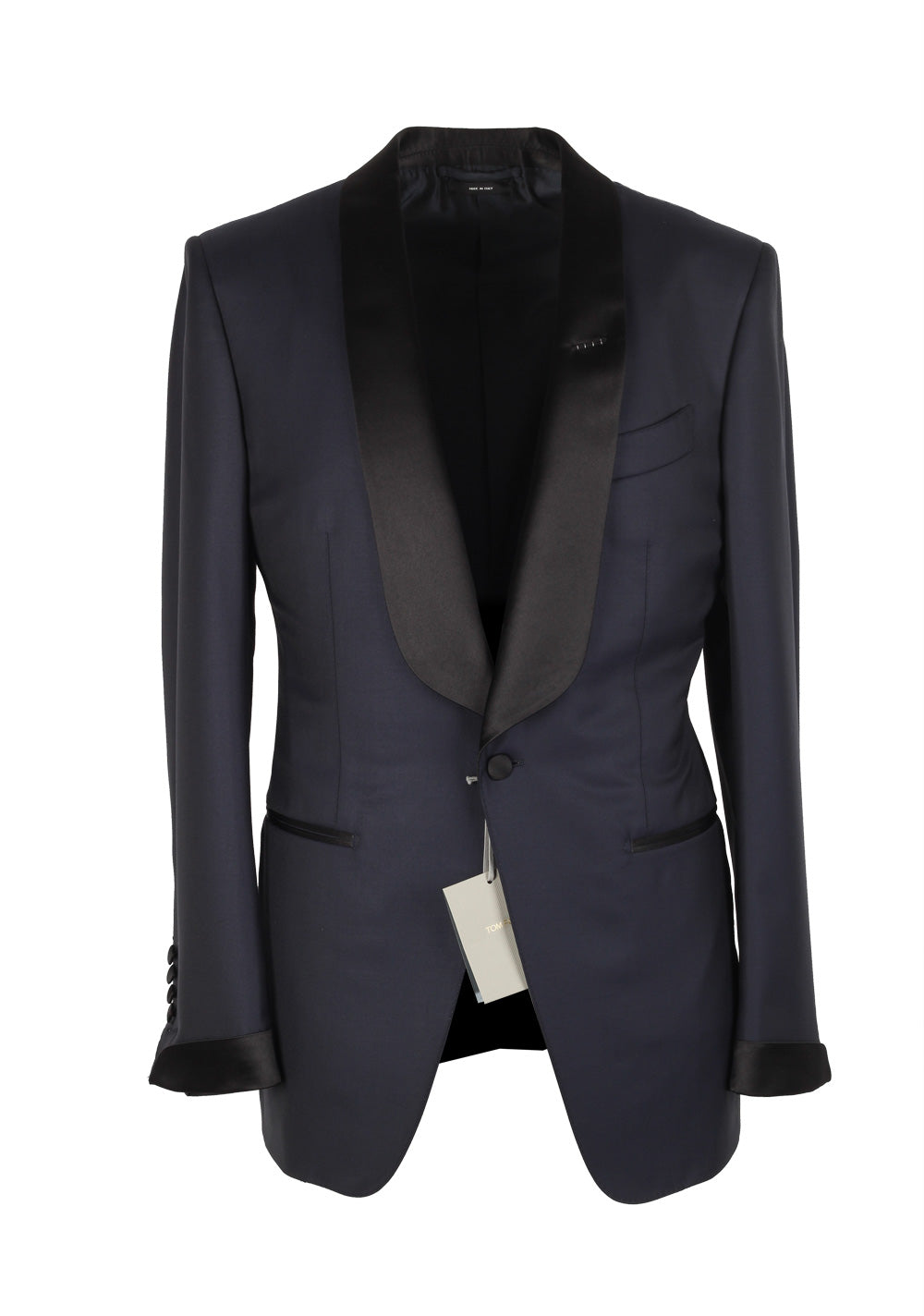 TOM FORD O'Connor Midnight Blue Shawl Collar Tuxedo Smoking Suit Size 46 / 36R U.S. Fit Y