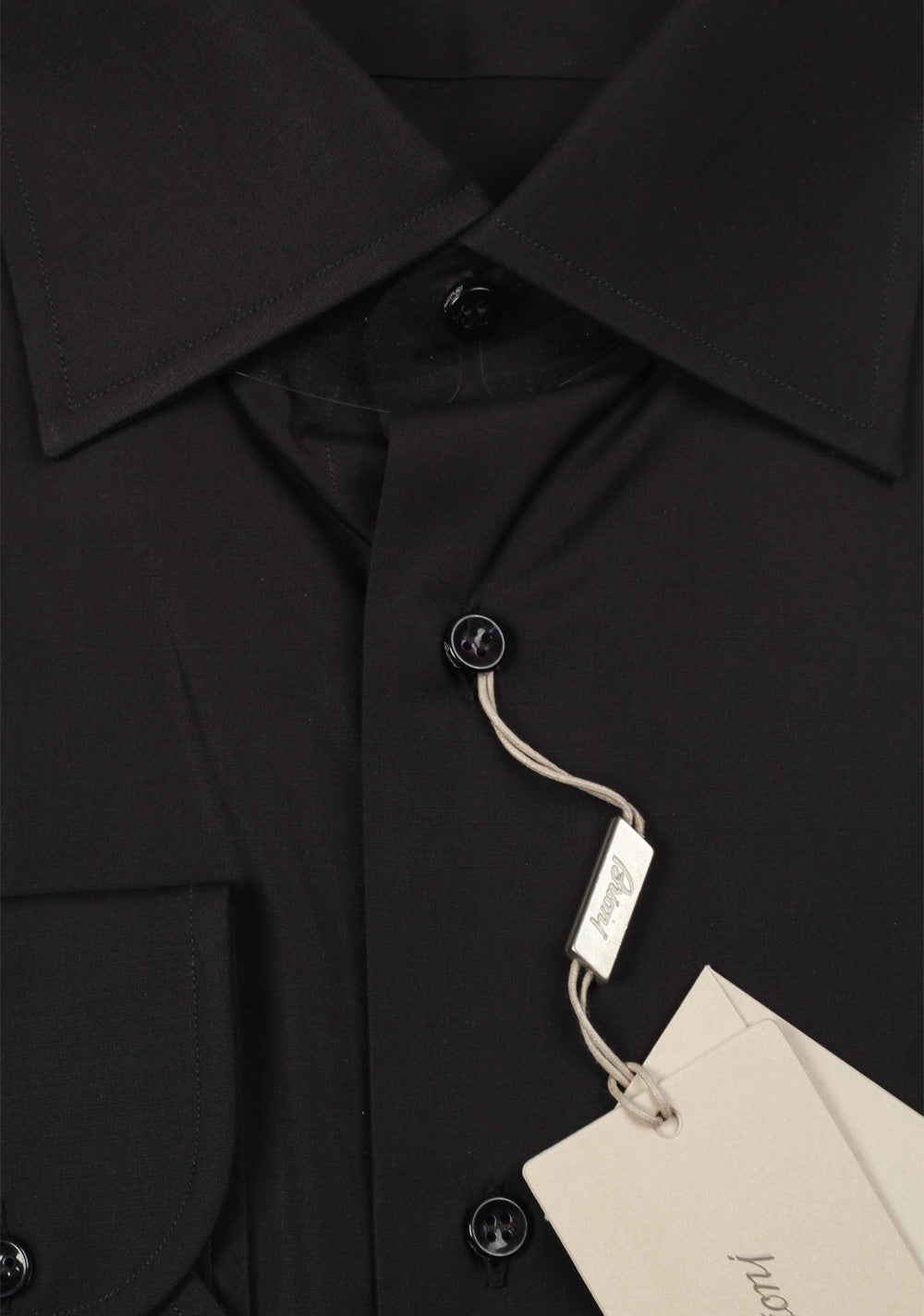 Brioni Solid Black Shirt Size 45 / 17.75 U.S.