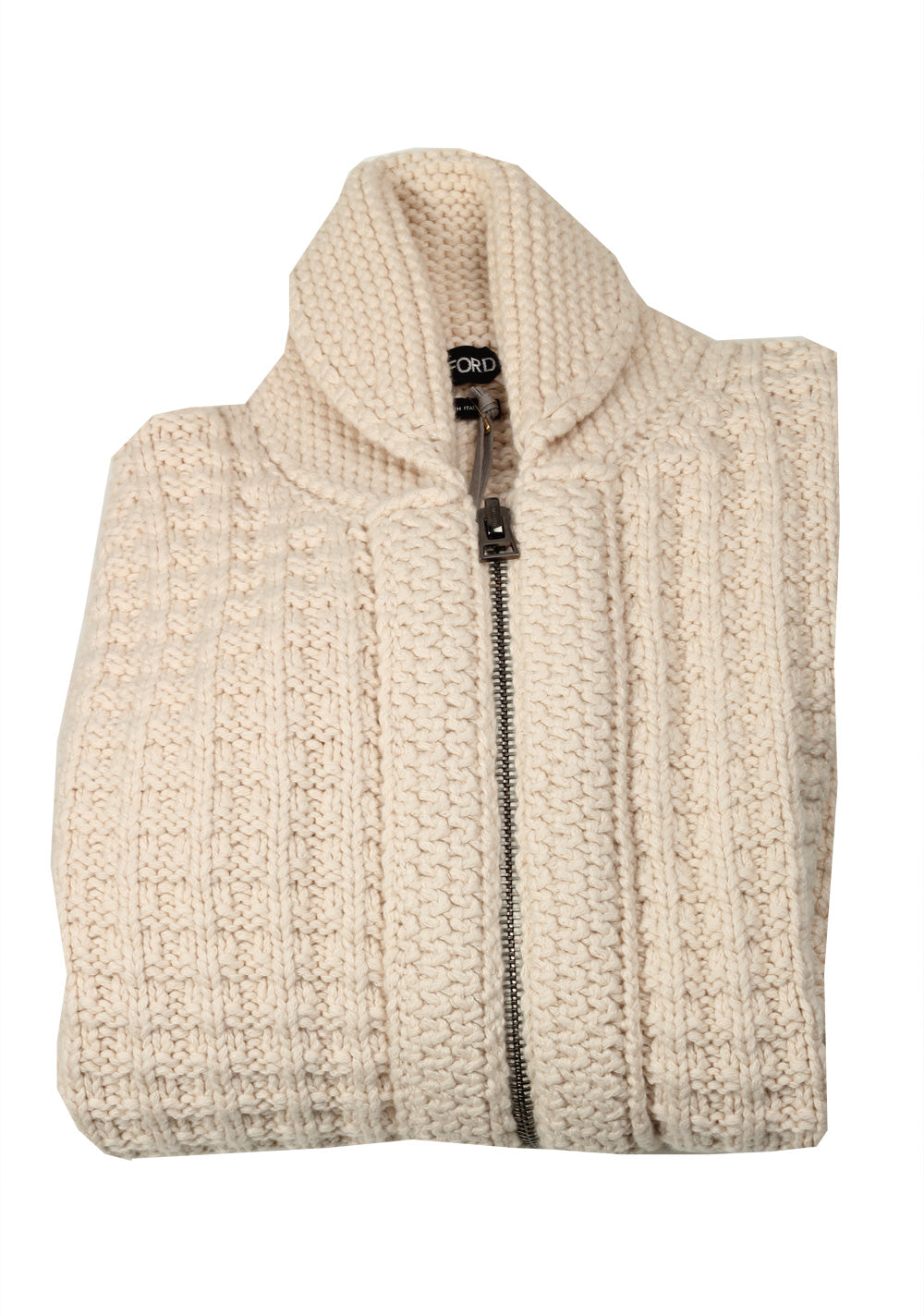 TOM FORD Beige Zipper Cardigan Size Medium / 40R U.S. Cotton Cashmere