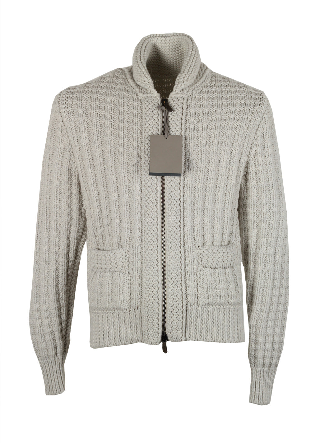 TOM FORD Gray Zipper Cardigan Size Small / 38R U.S. Cotton Cashmere