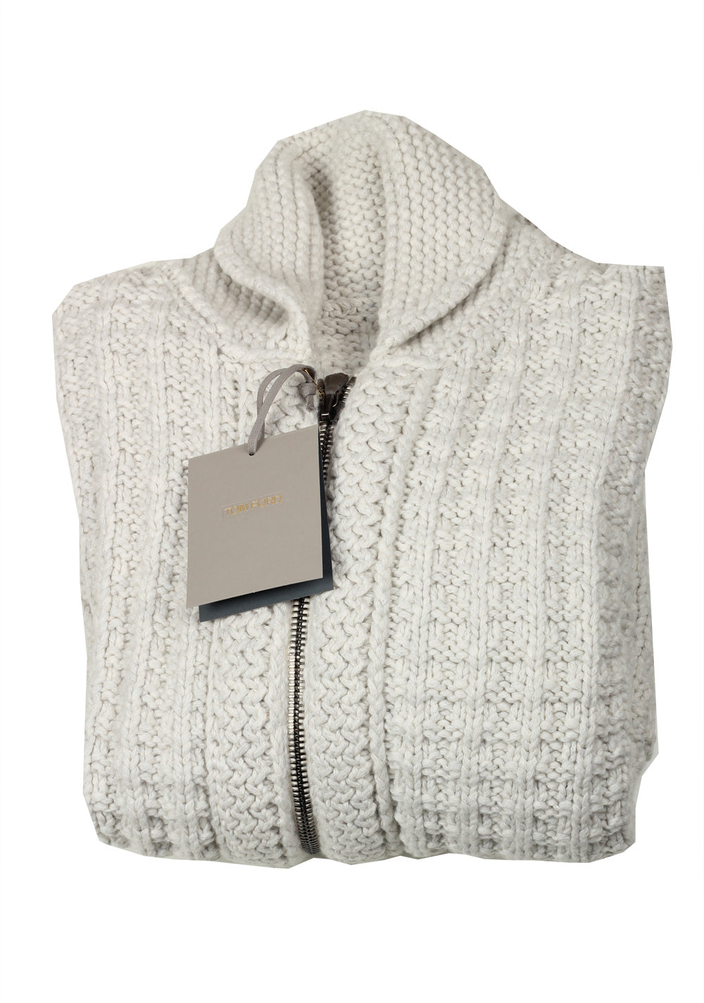 TOM FORD Gray Zipper Cardigan Size Small / 38R U.S. Cotton Cashmere