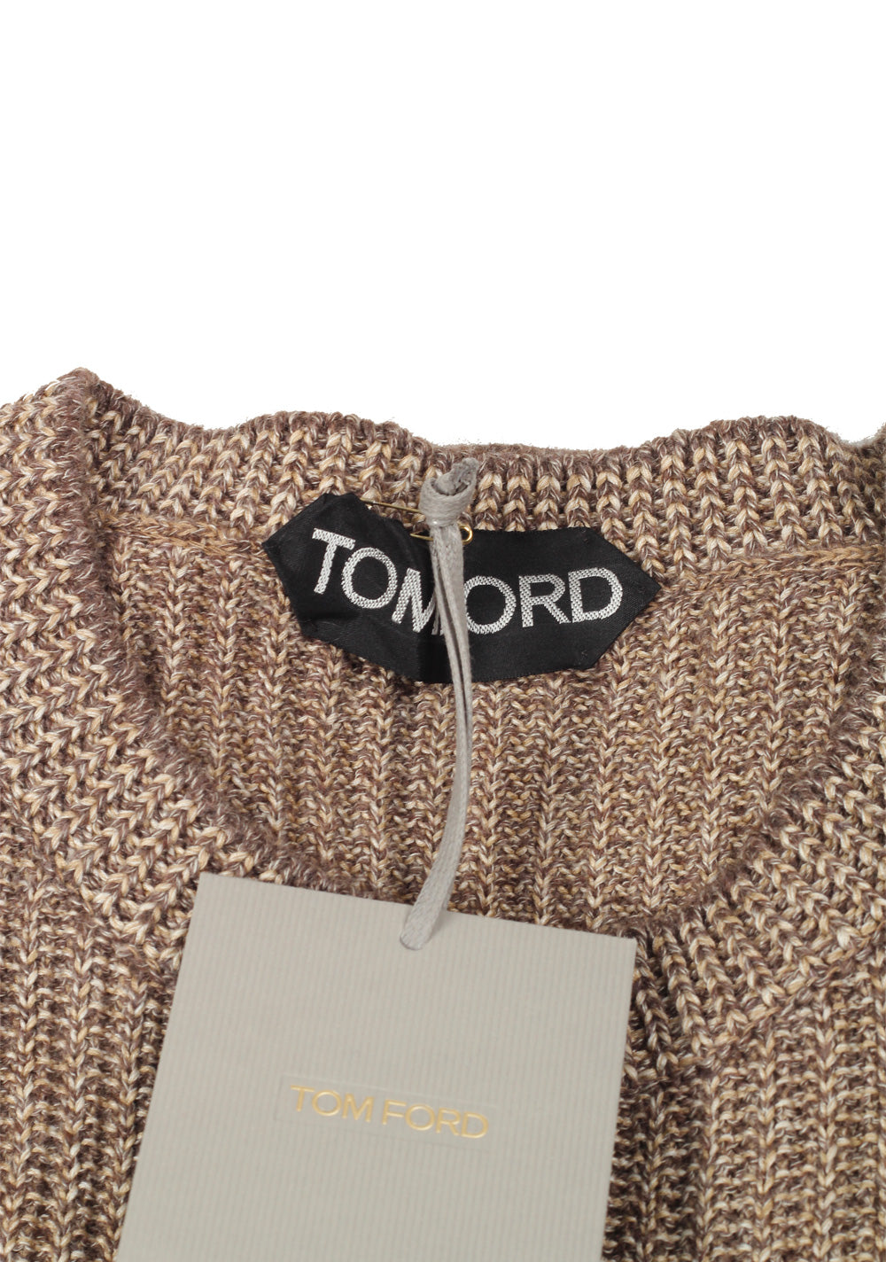 TOM FORD Brown Crew Neck Sweater Size 48 / 38R U.S. In Cotton Cashmere Linen