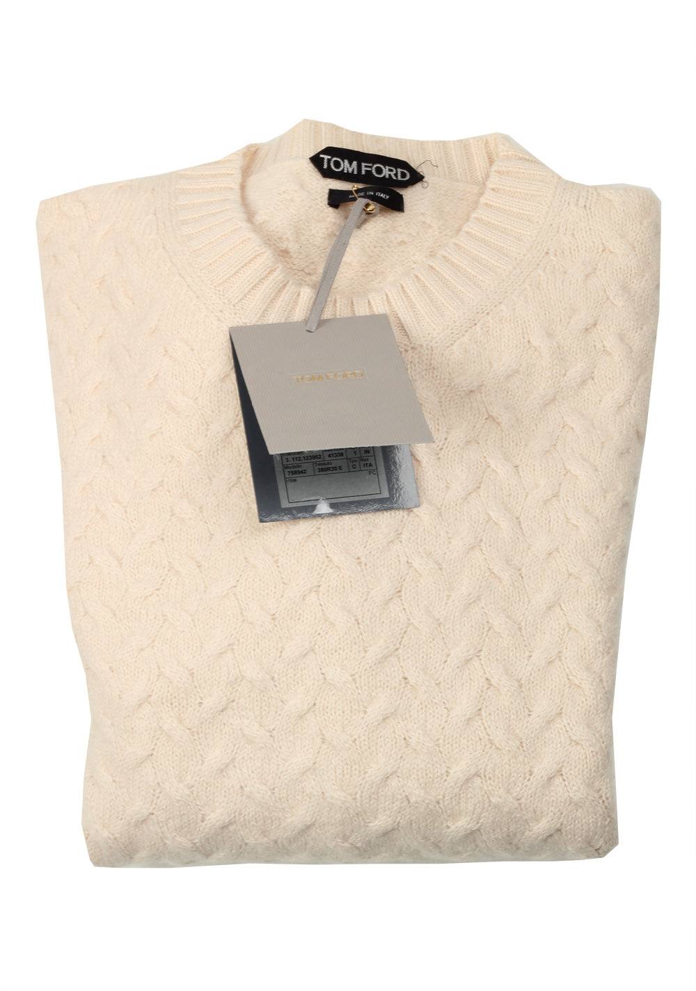 TOM FORD Off White Crew Neck Sweater Size 48 / 38R U.S. In Cotton Cashmere