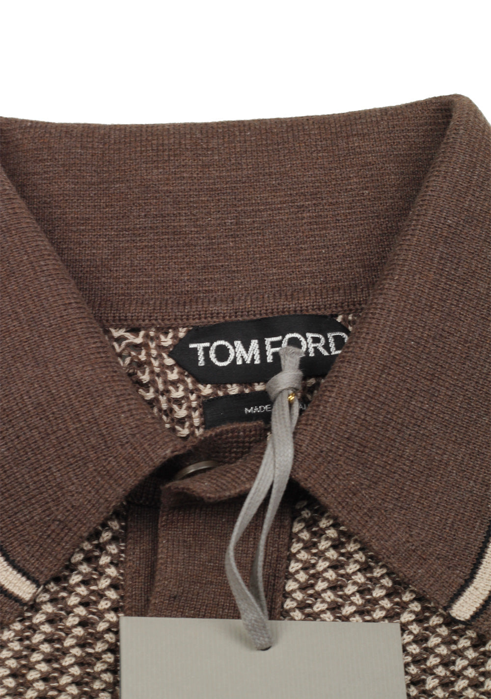 TOM FORD Brown Long Sleeve Polo Sweater Size 48 / 38R U.S. In Silk Blend