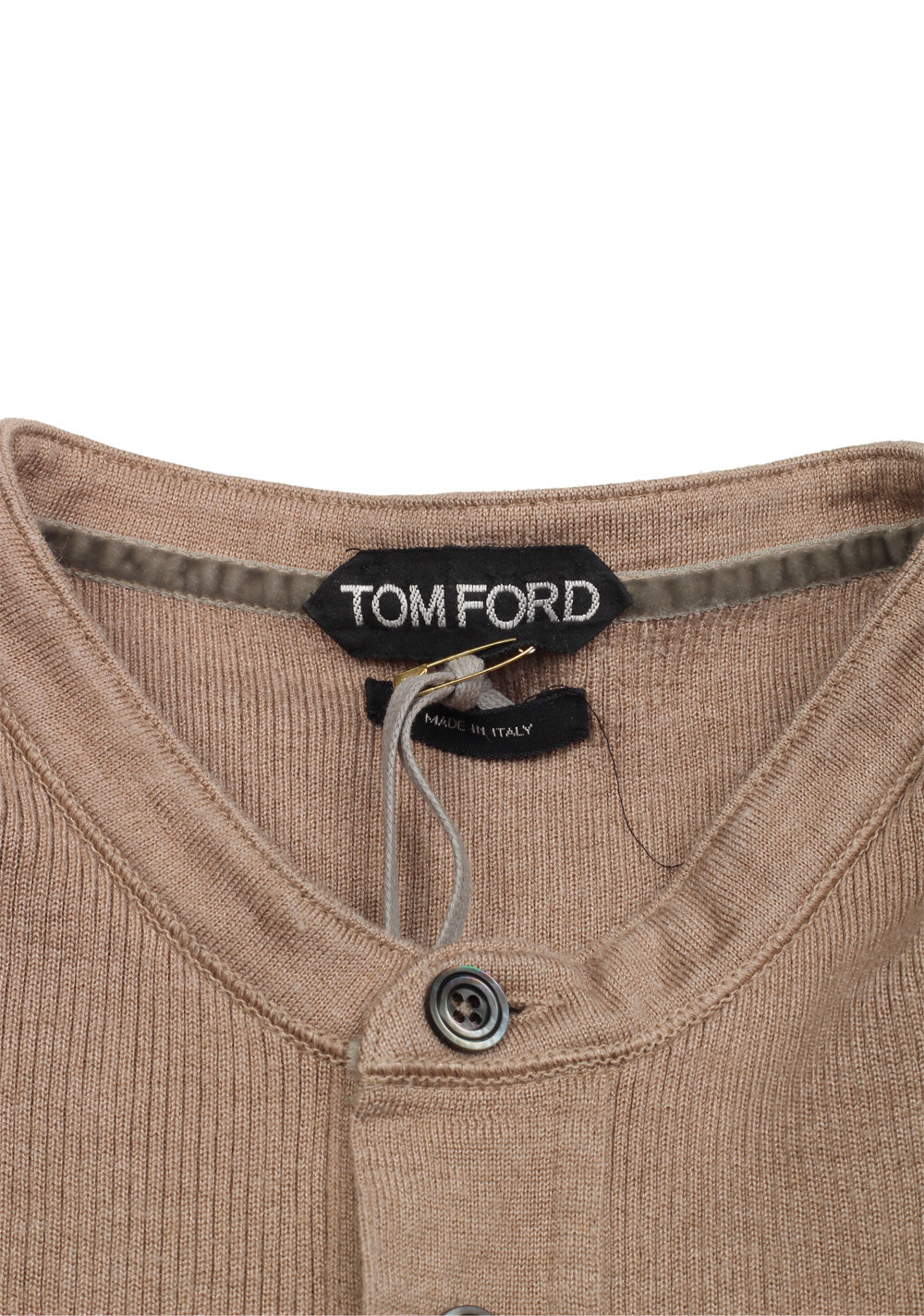 TOM FORD Brown Long Sleeve Henley Sweater Size 48 / 38R U.S. In Silk Blend