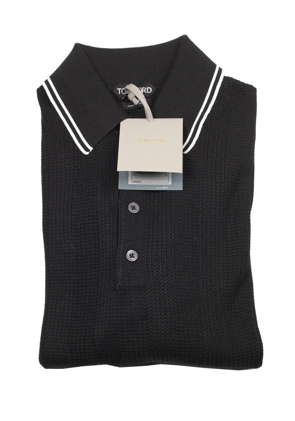 TOM FORD Black Long Sleeve Polo Sweater Size 48 / 38R U.S. In Silk Blend