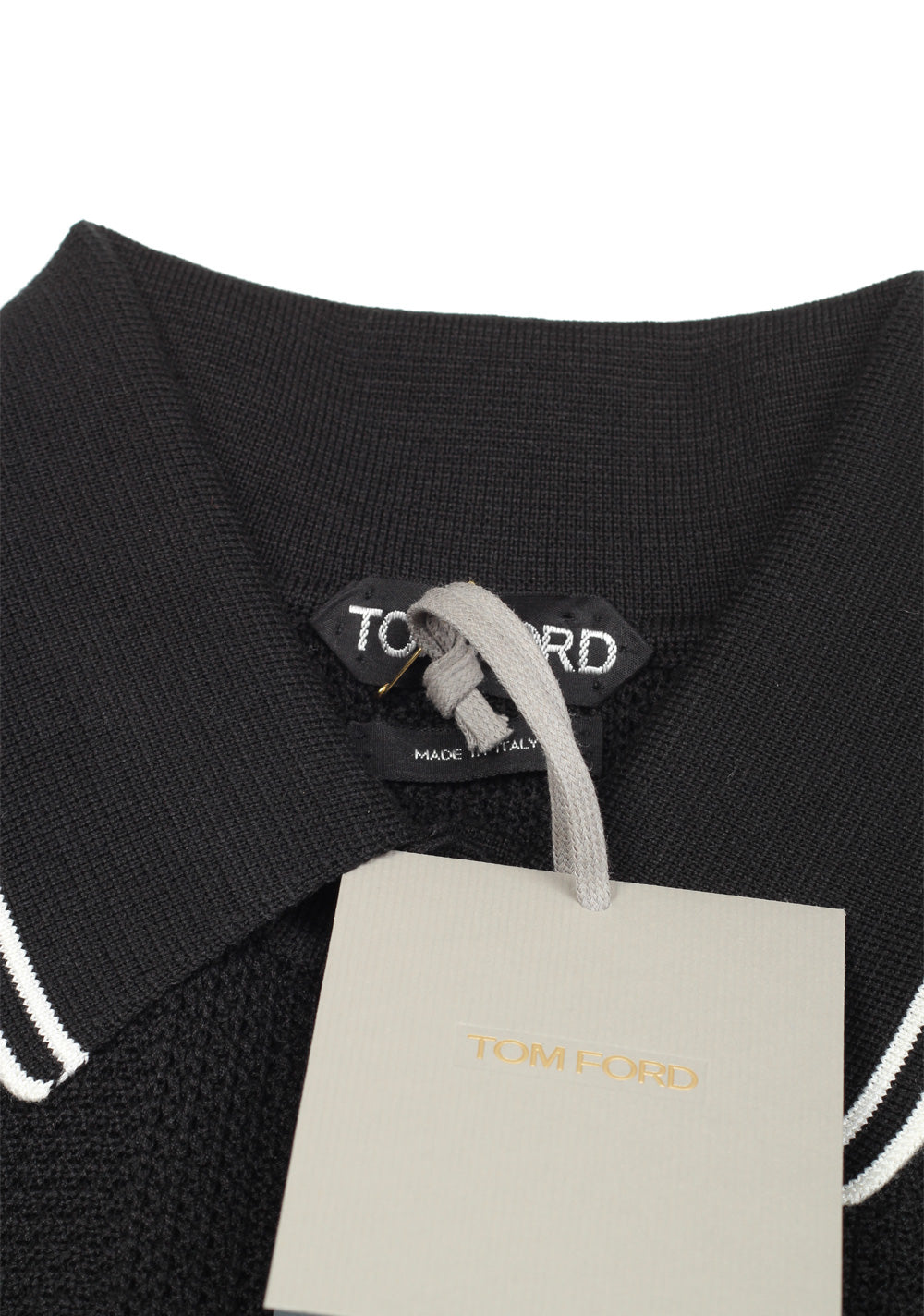 TOM FORD Black Long Sleeve Polo Sweater Size 48 / 38R U.S. In Silk Blend