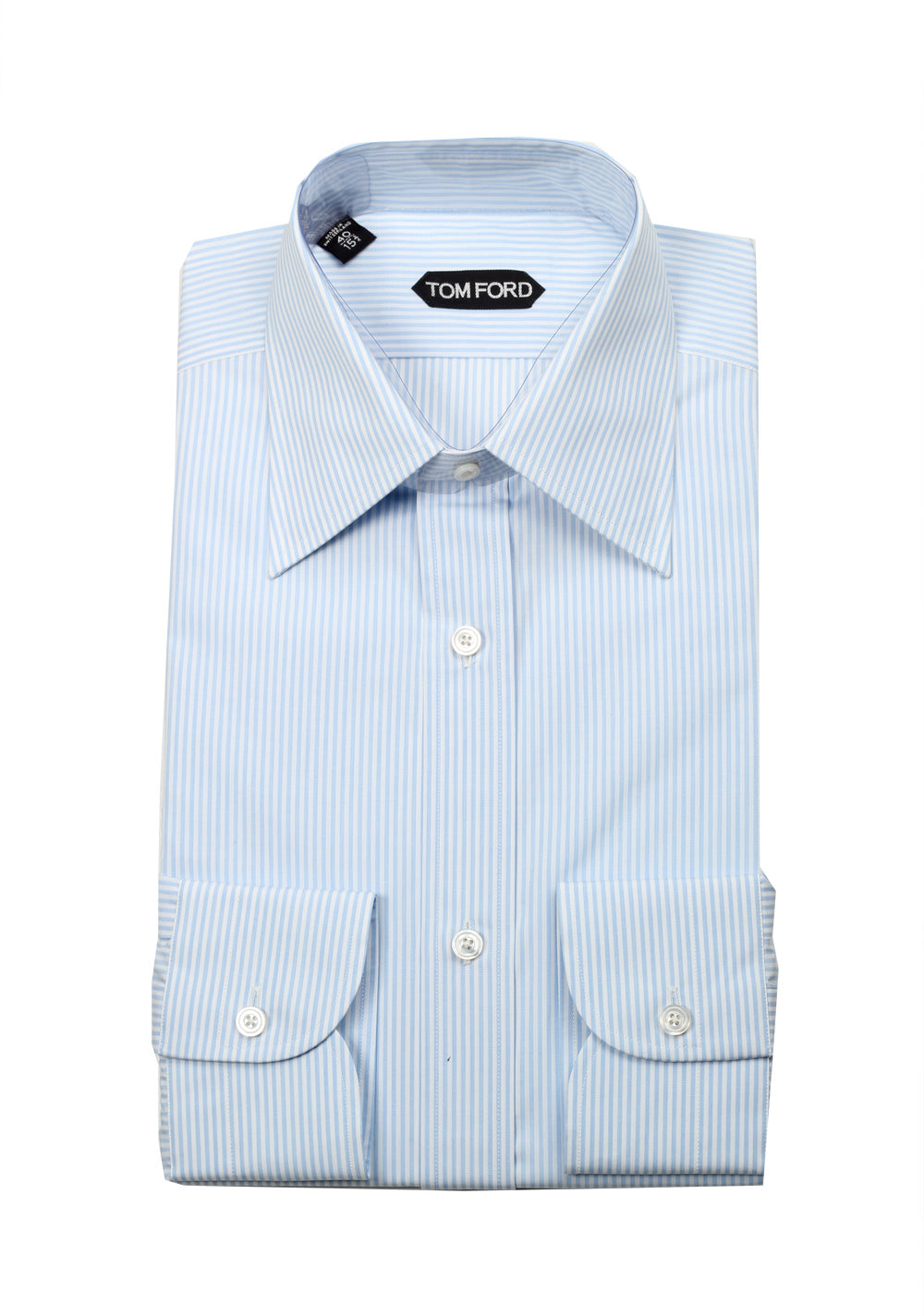 TOM FORD Striped White Blue Dress Shirt Size 40 / 15,75 U.S.