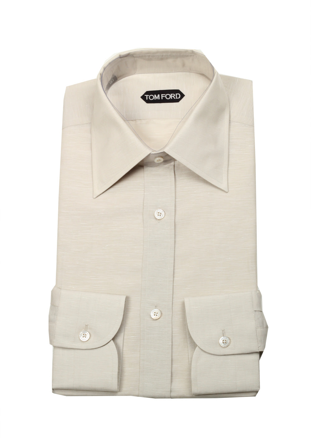 TOM FORD Solid Beige Shirt Size 40 / 15,75 U.S.