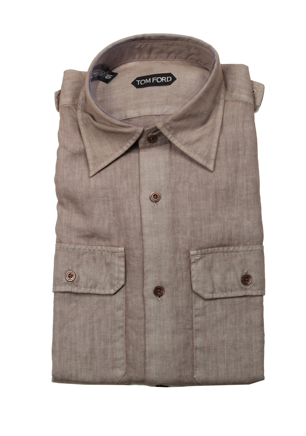 TOM FORD Solid Brown Casual Shirt Size 40 / 15,75 U.S.