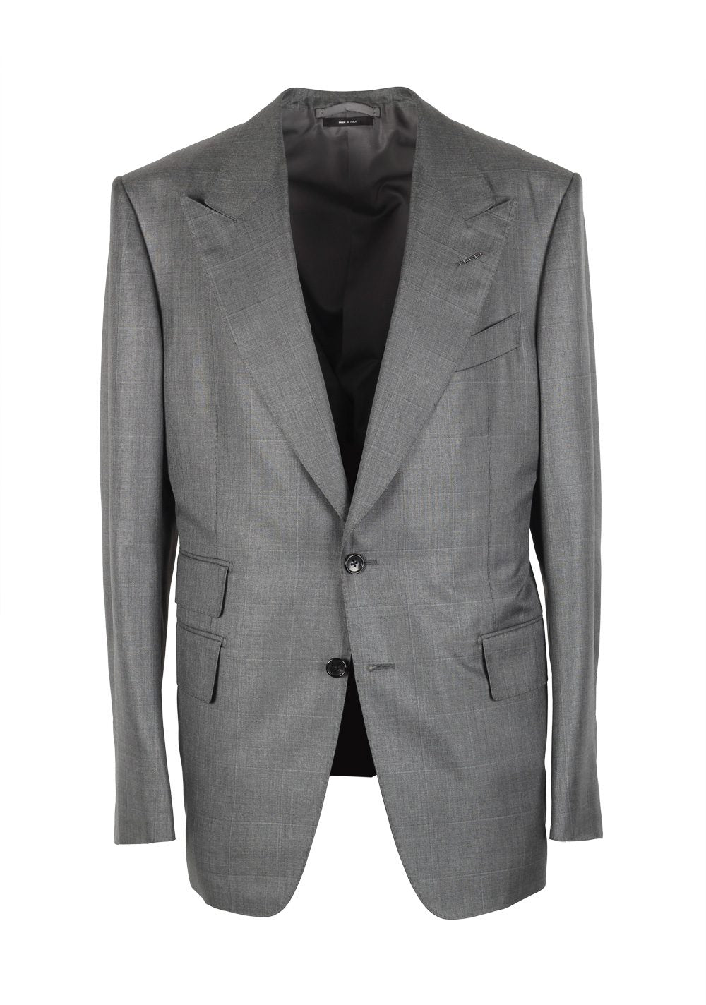 TOM FORD Shelton Checked Gray Suit Size 54 / 44R U.S. Silk Wool