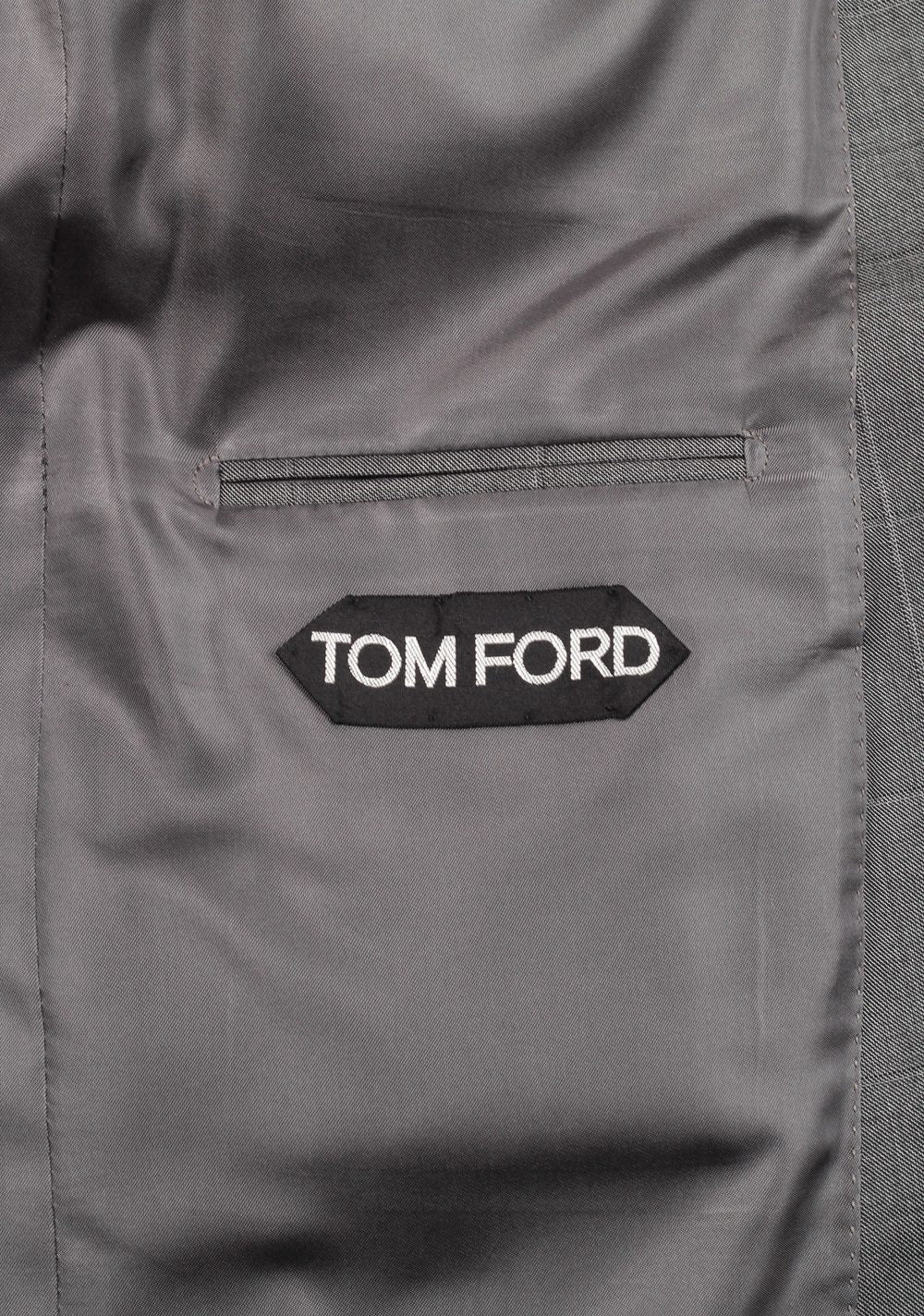 TOM FORD Shelton Checked Gray Suit Size 54 / 44R U.S. Silk Wool