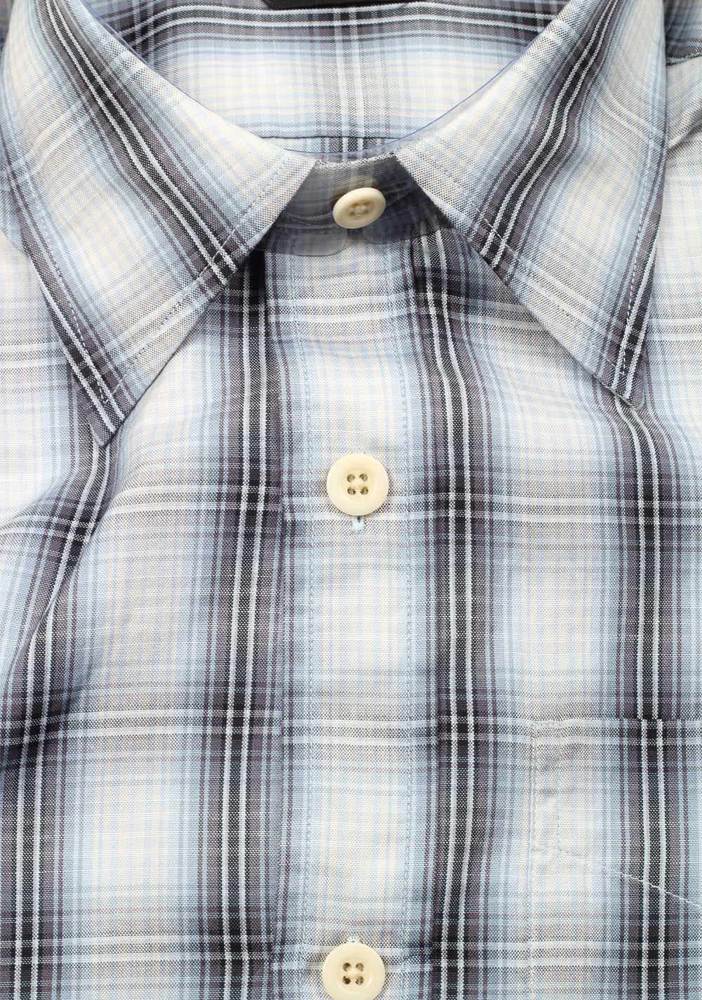 TOM FORD Checked White Blue Dress Shirt Size 40 / 15,75 U.S.