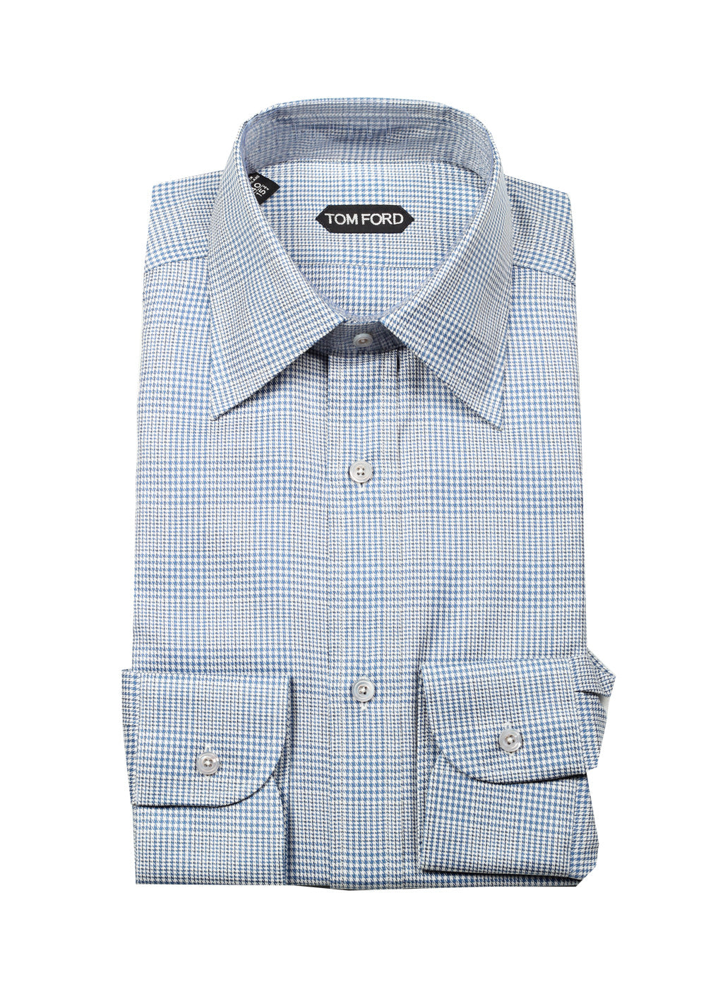 TOM FORD Checked White Blue Dress Shirt Size 40 / 15,75 U.S.