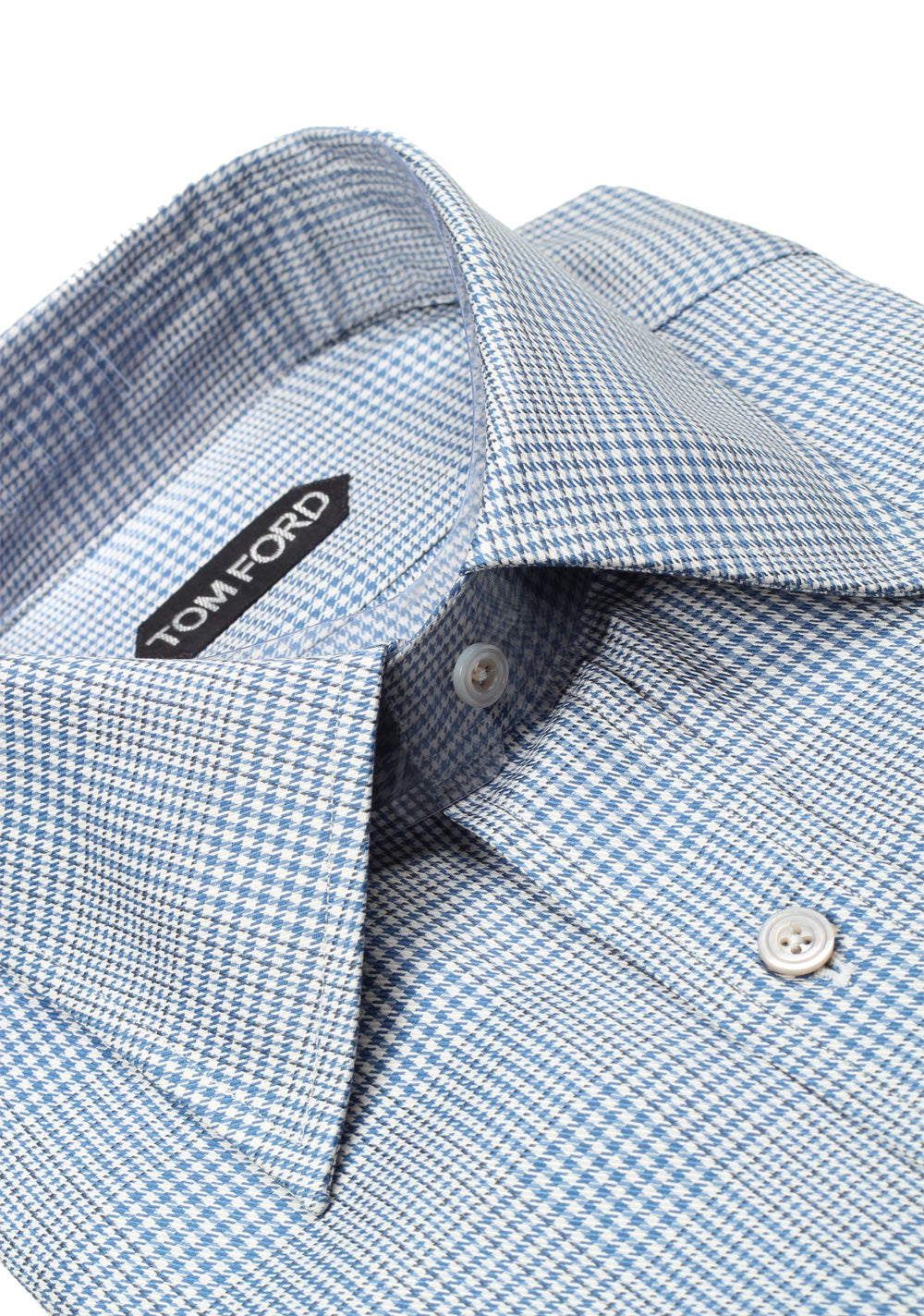 TOM FORD Checked White Blue Dress Shirt Size 40 / 15,75 U.S.