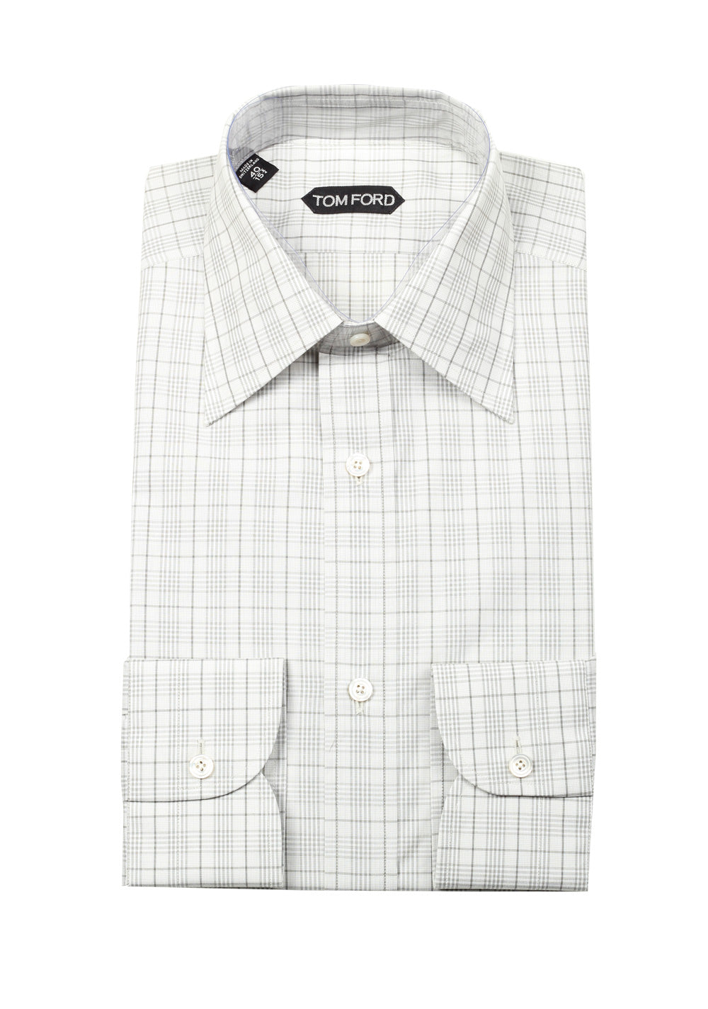 TOM FORD Checked Green Dress Shirt Size 40 / 15,75 U.S