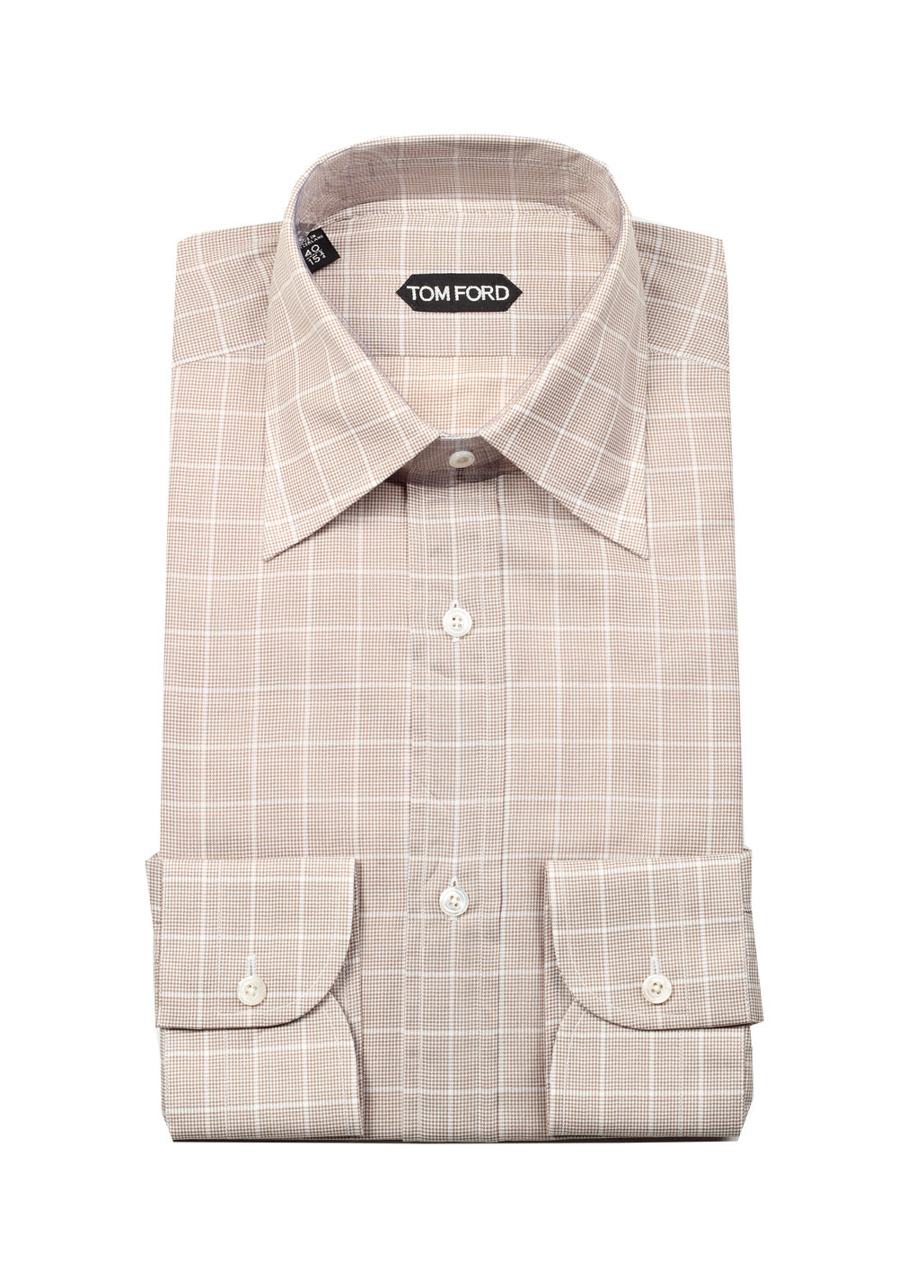 TOM FORD Checked Brown Dress Shirt Size 40 / 15,75 U.S.