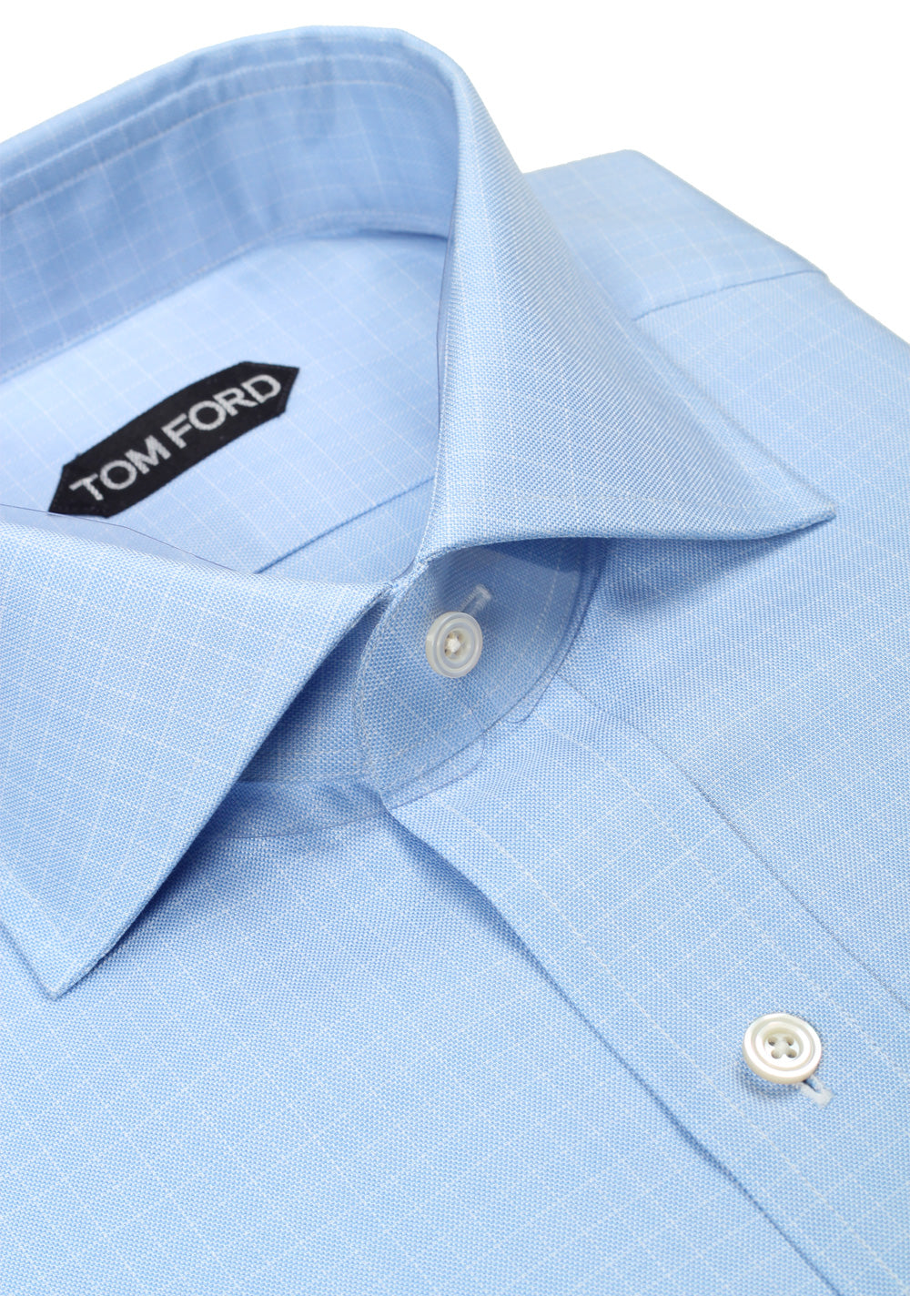 TOM FORD Checked White Blue Shirt Size 43 / 17 U.S.