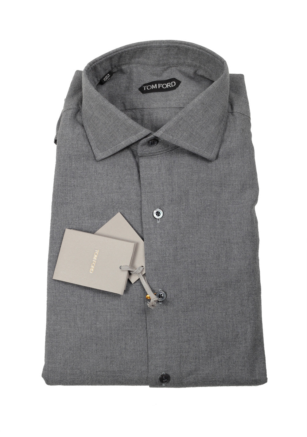 TOM FORD Solid Gray Flannel Shirt Size 43 / 17 U.S.