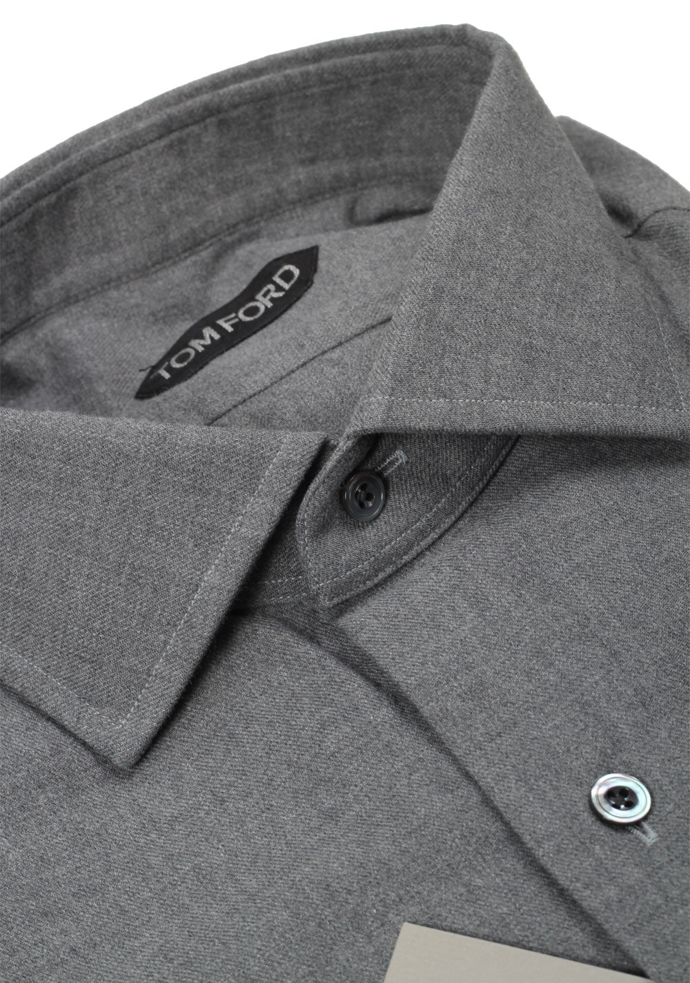 TOM FORD Solid Gray Flannel Shirt Size 43 / 17 U.S.