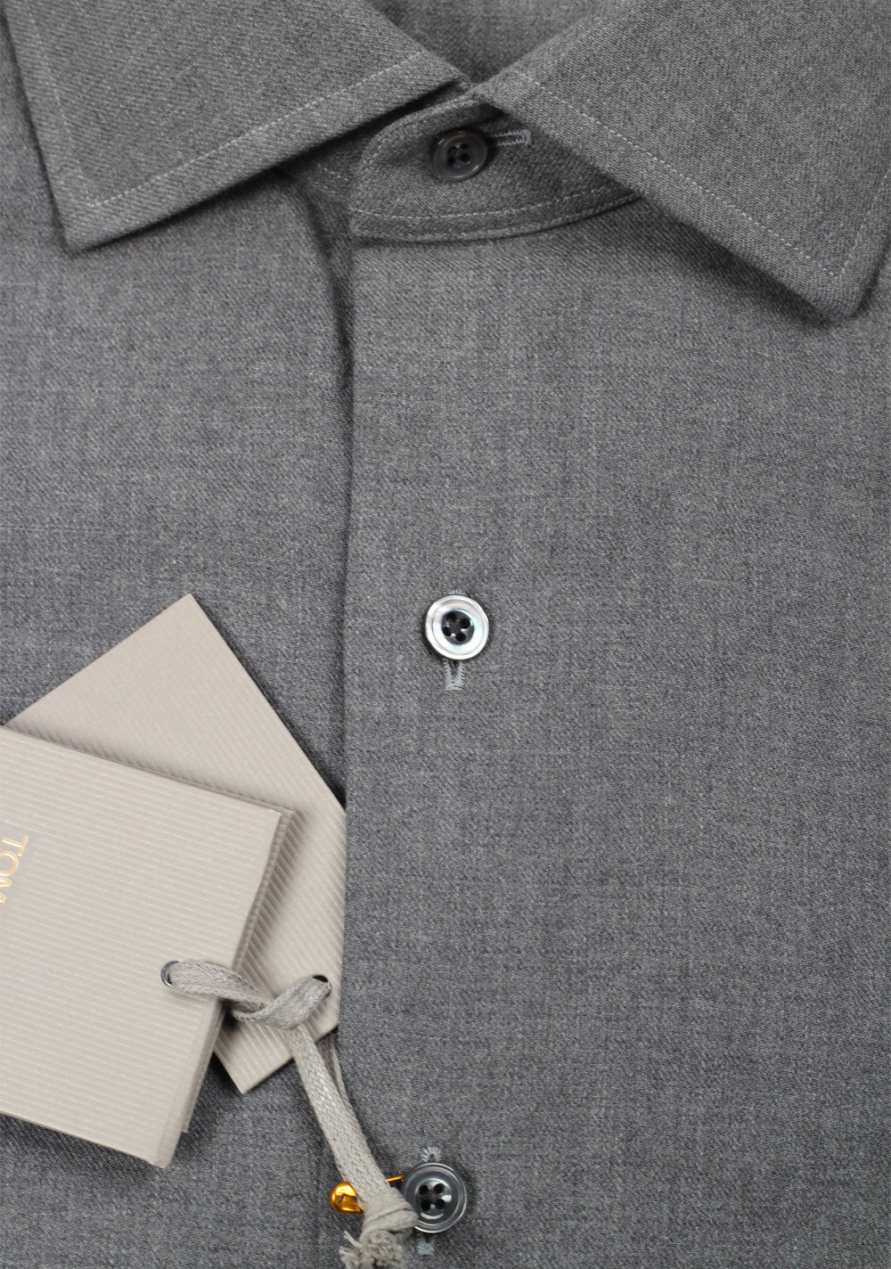 TOM FORD Solid Gray Flannel Shirt Size 43 / 17 U.S.