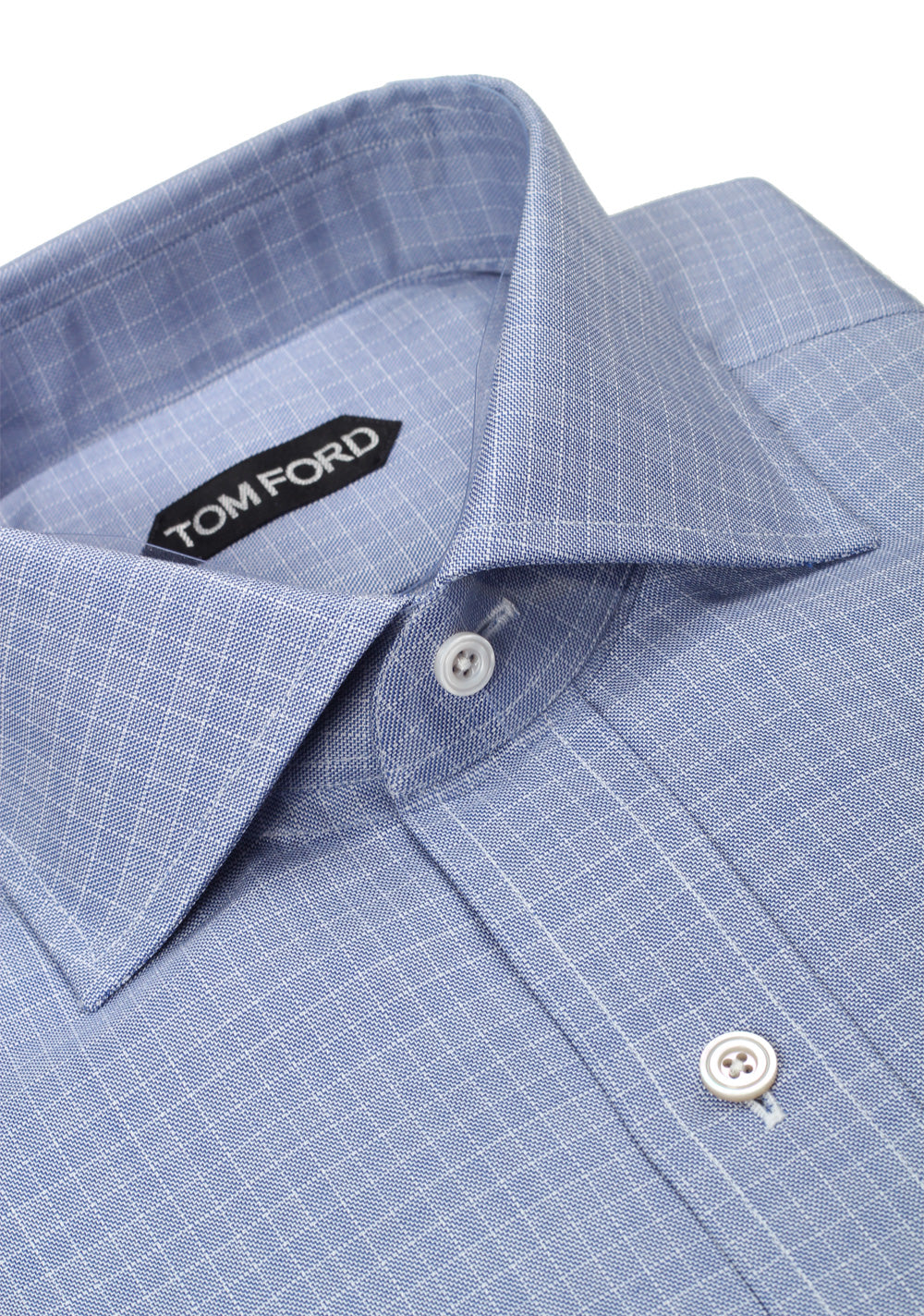 TOM FORD Checked White Blue Dress Shirt Size 43 / 17 U.S.
