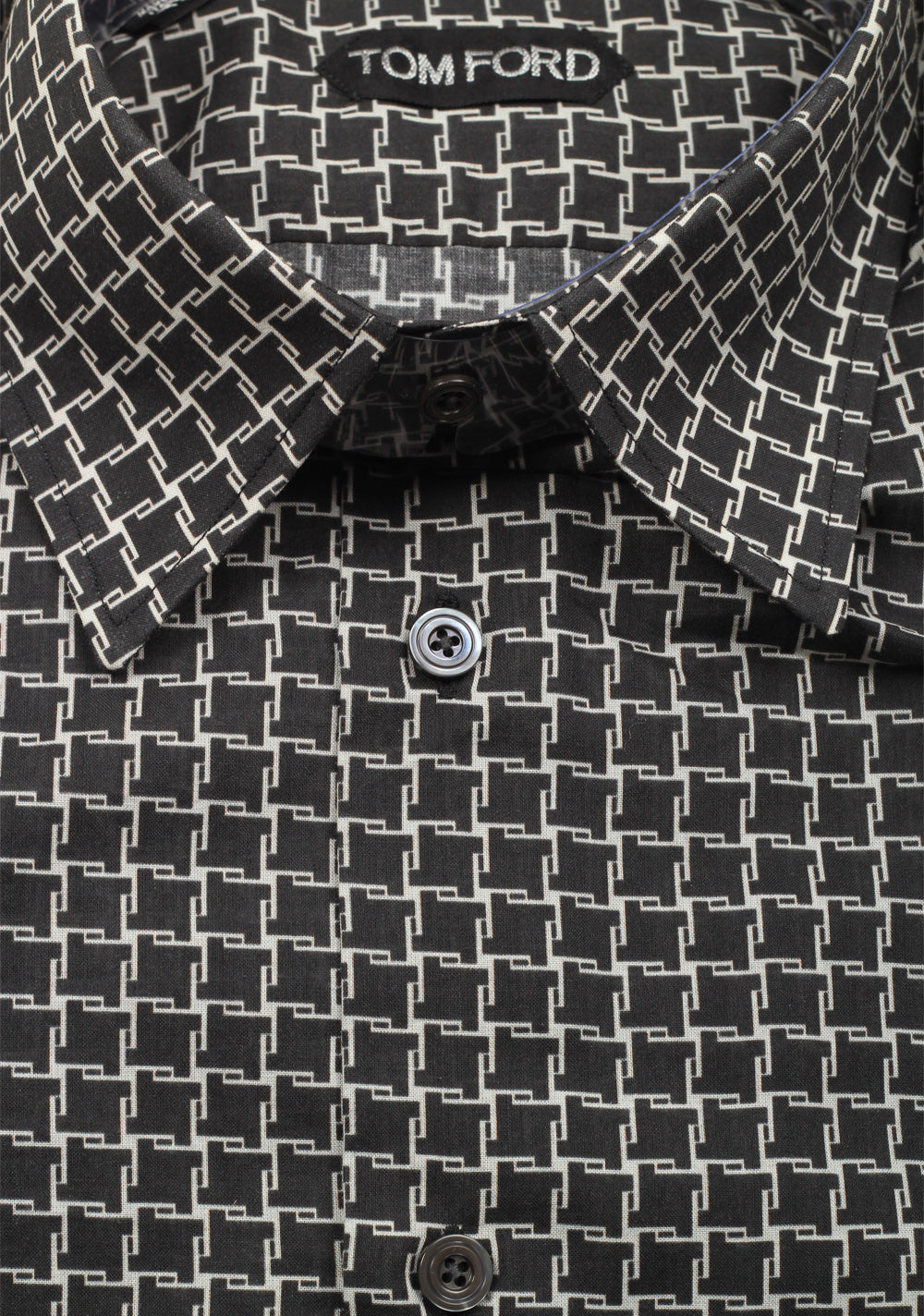 TOM FORD Patterned Black Dress Shirt Size 39 / 15,5 U.S.