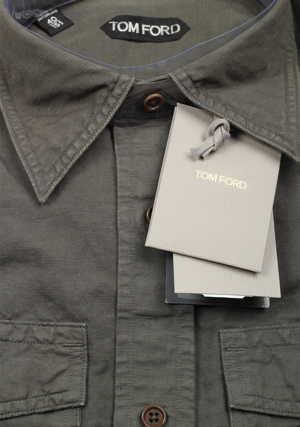 TOM FORD Solid Green Casual Shirt Size 40 / 15,75 U.S.