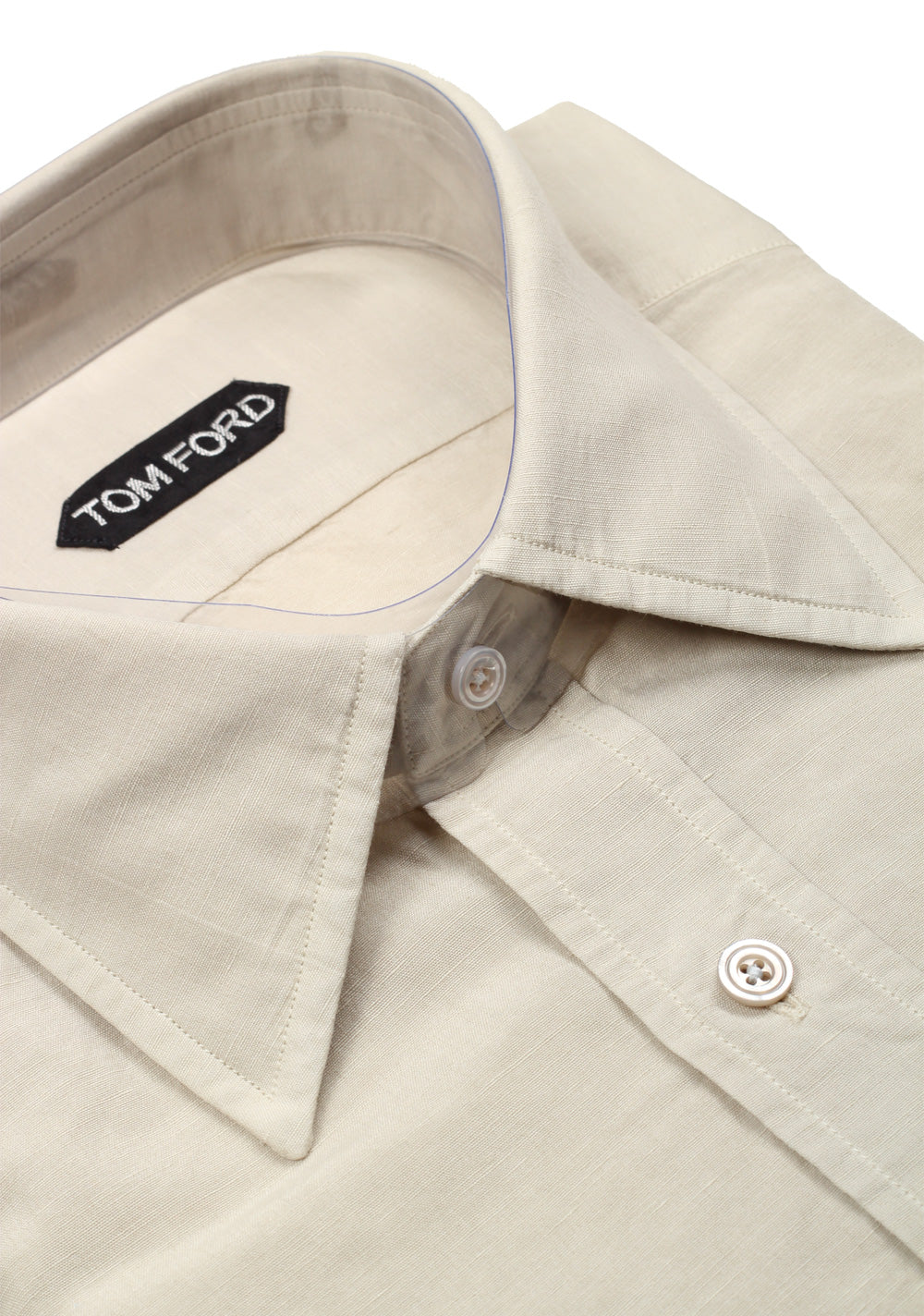 TOM FORD Solid Off White Dress Shirt Size 40 / 15,75 U.S. In Linen