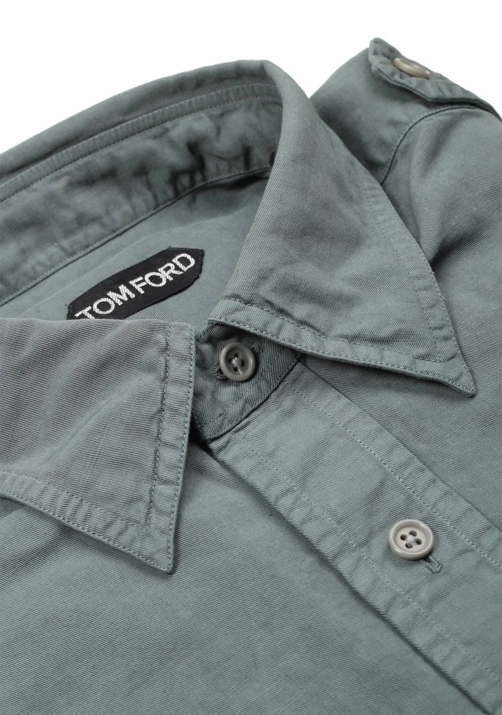 TOM FORD Solid Green Casual Shirt Size 41 / 16 U.S.