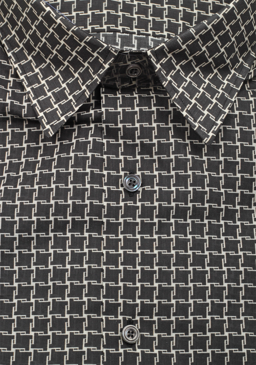 TOM FORD Patterned Black Dress Shirt Size 45 / 17,75 U.S.