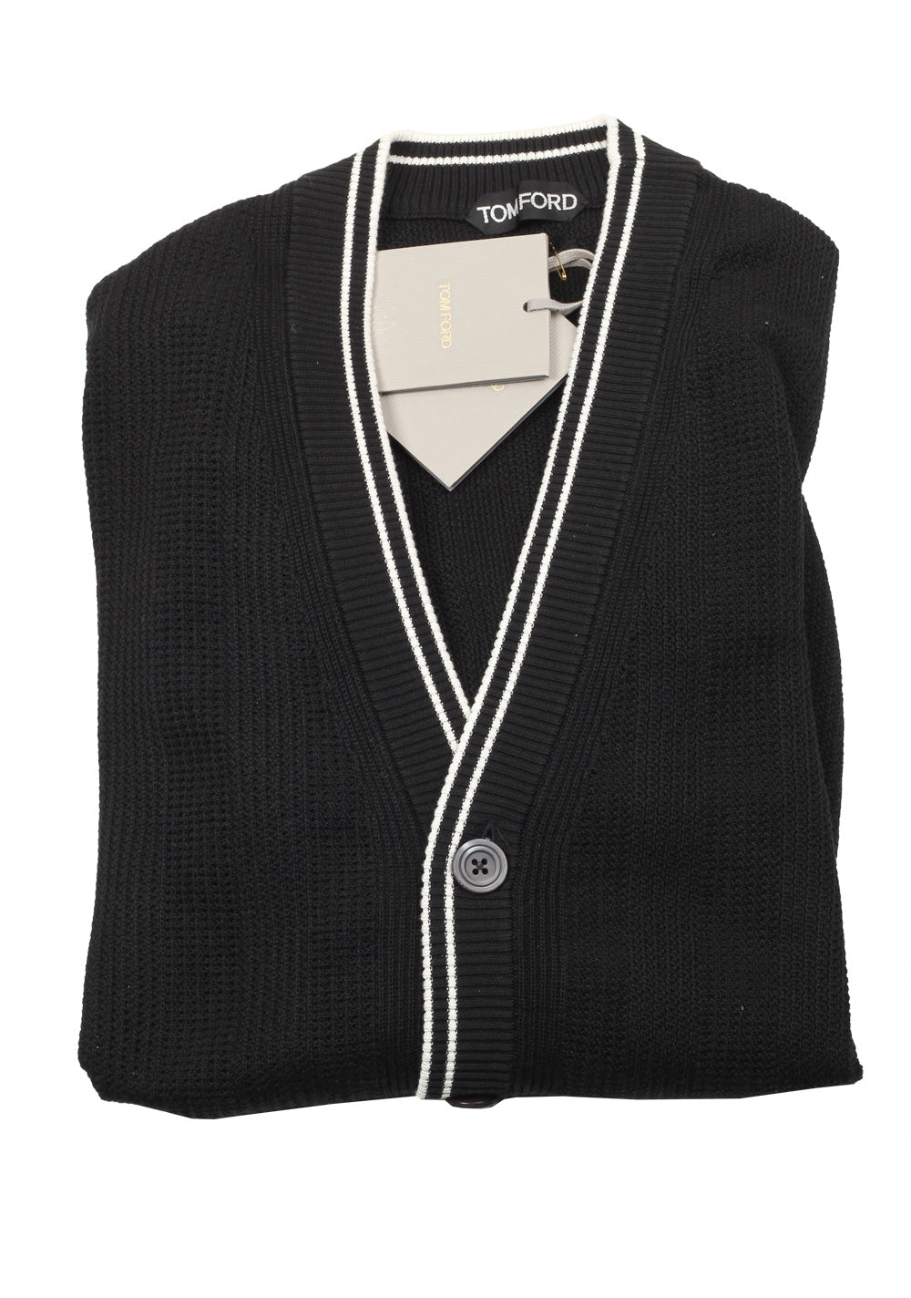 TOM FORD Black Cardigan Size 52 / 42R U.S. In Silk Cotton