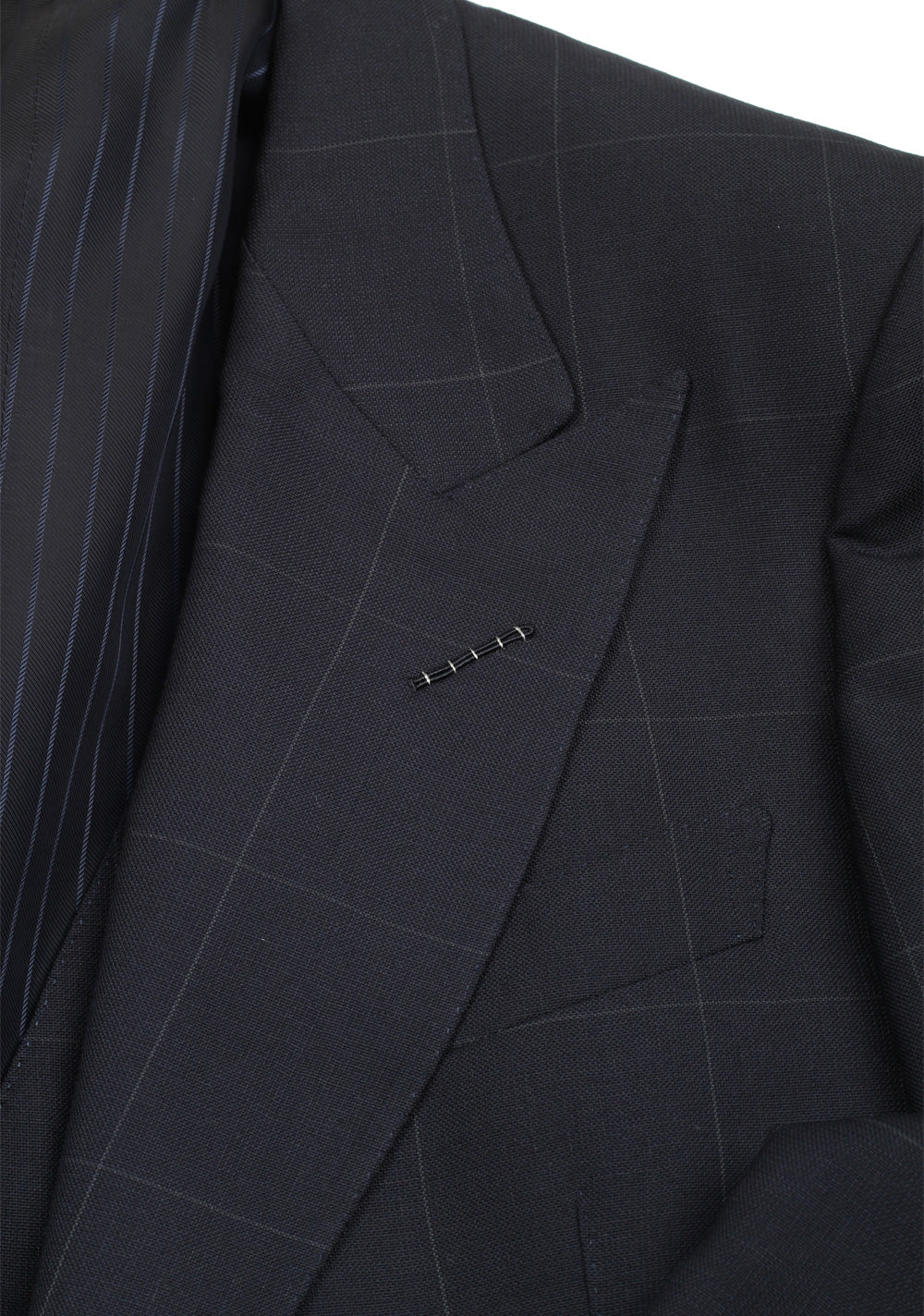 TOM FORD Shelton Checked Blue 3 Piece Suit Size 48C / 38S U.S. In Wool Mohair