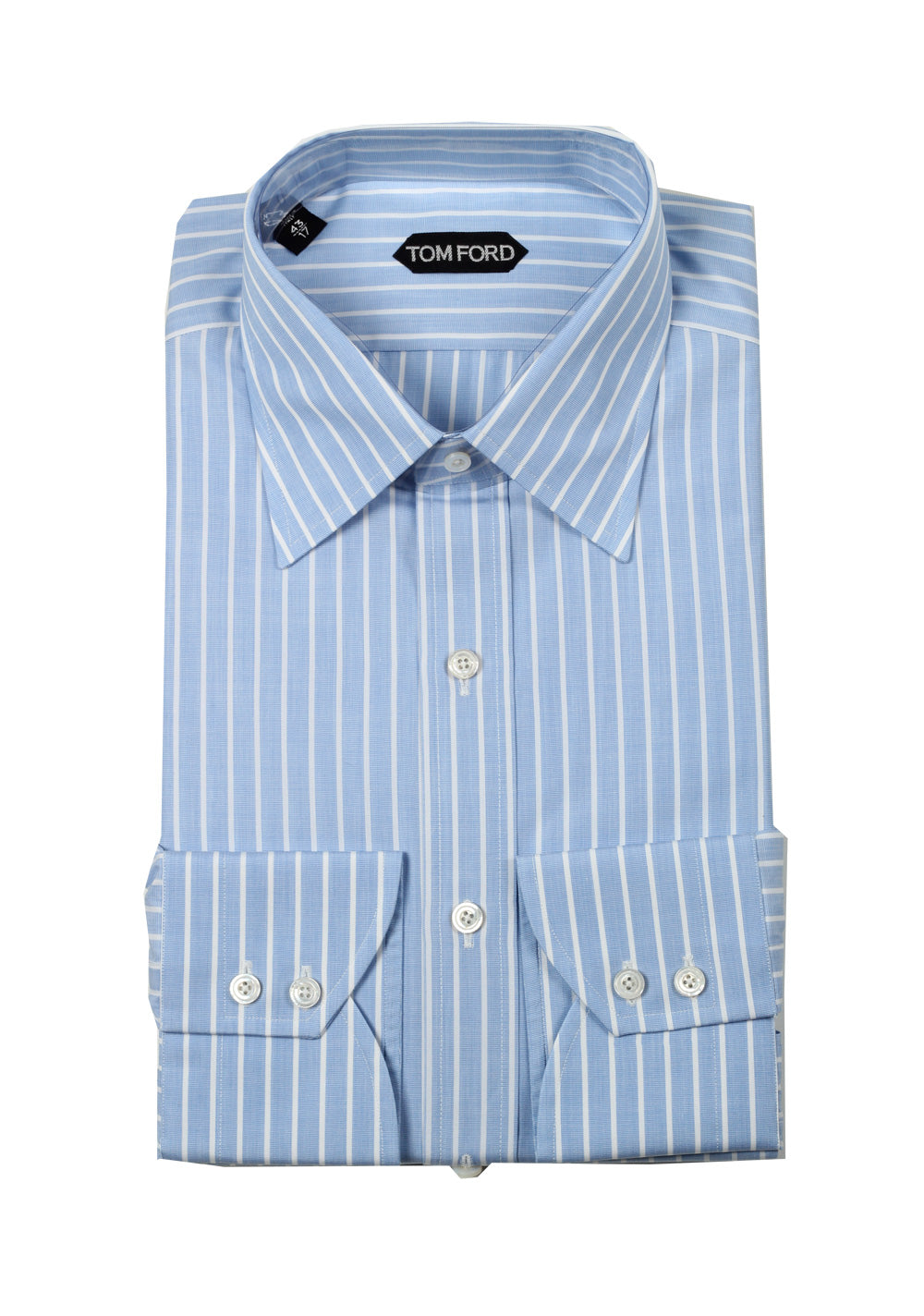 TOM FORD Striped Blue White Dress Shirt Size 43 / 17 U.S. Classic Fit