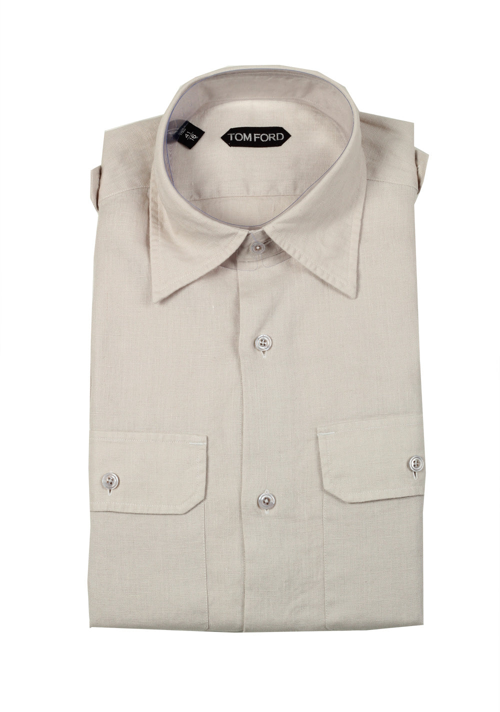 TOM FORD Solid Beige Casual Shirt Size 41 / 16 U.S.